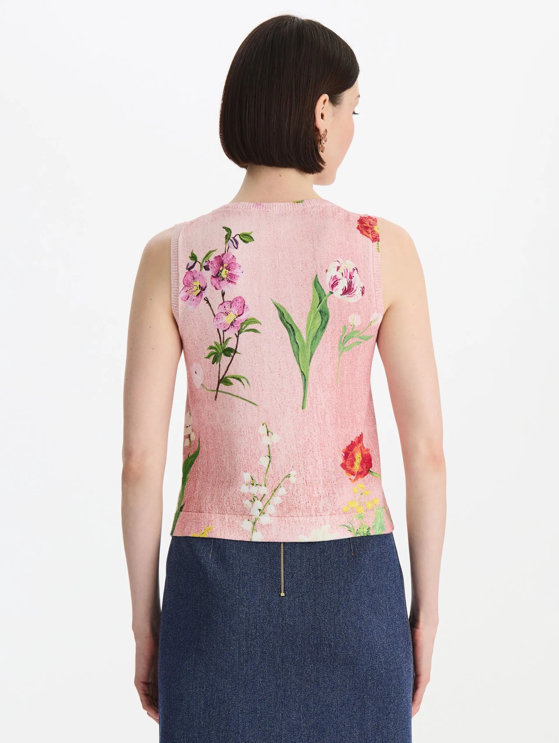Mixed Botanical Printed Tank sold by Oscar de la Renta product image thumbnail 3