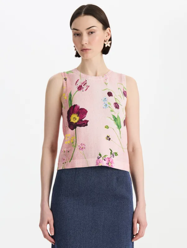 Mixed Botanical Printed Tank sold by Oscar de la Renta
