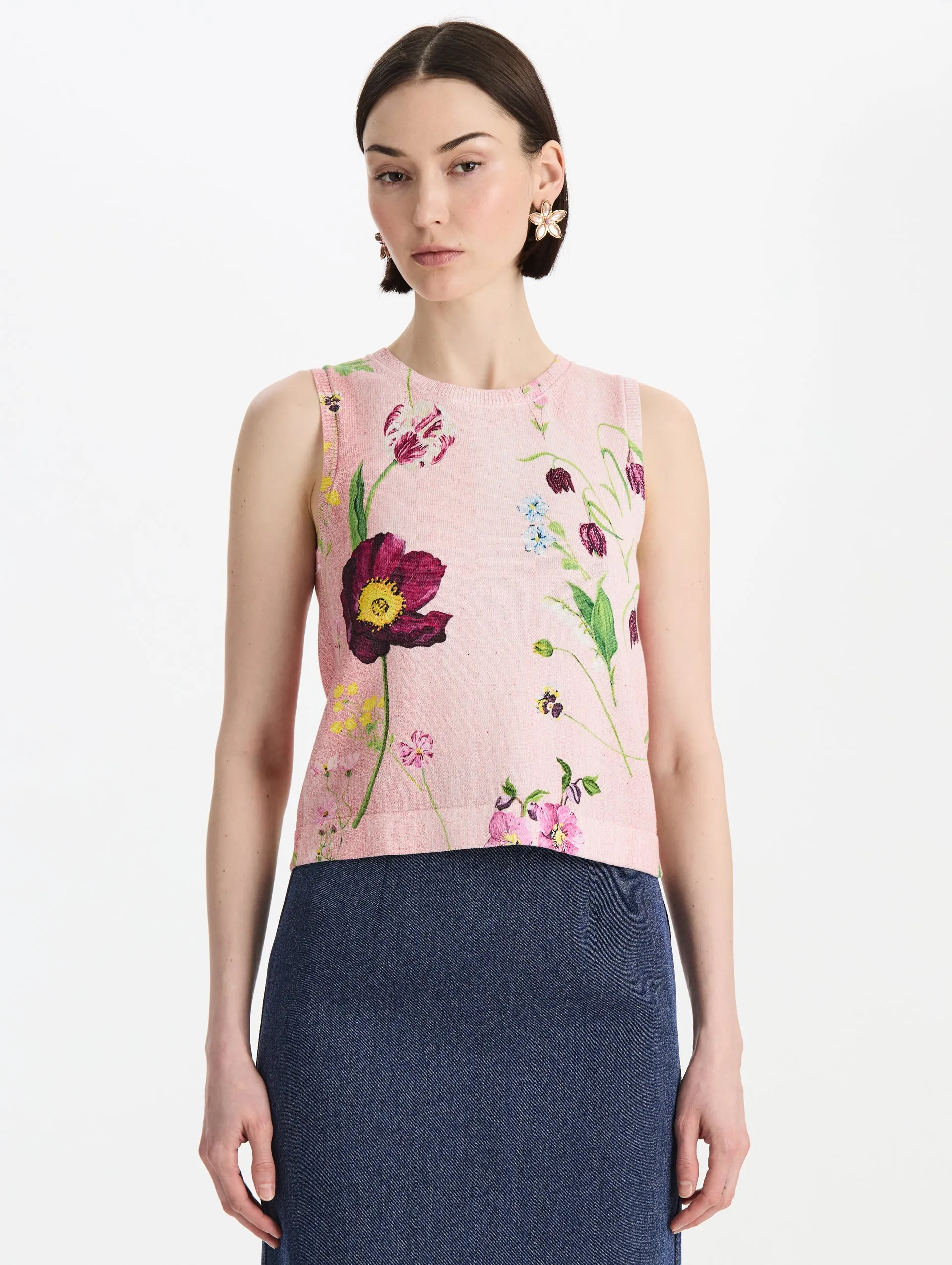 Mixed Botanical Printed Tank sold by Oscar de la Renta