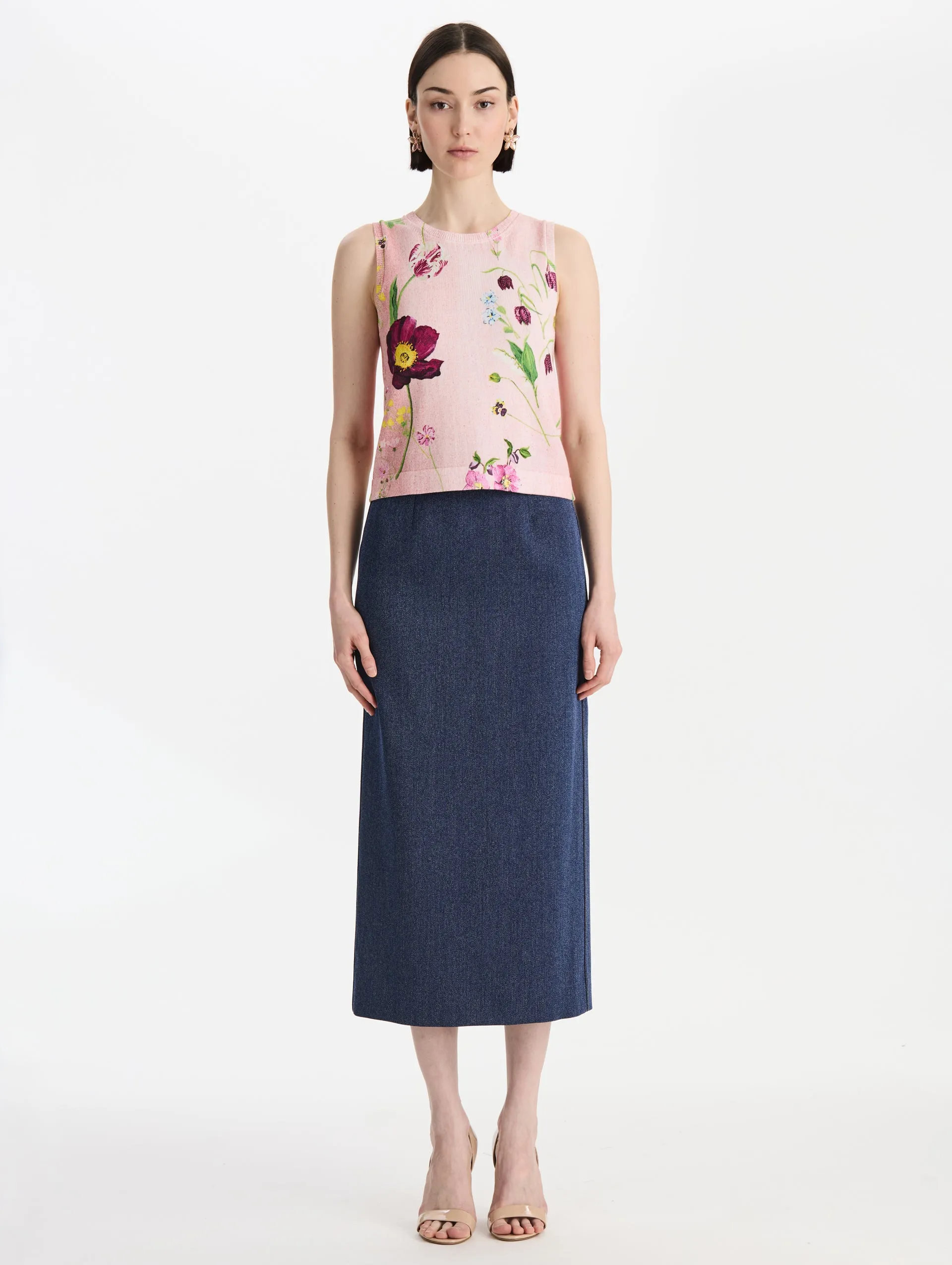 Mixed Botanical Printed Tank sold by Oscar de la Renta product image thumbnail 2