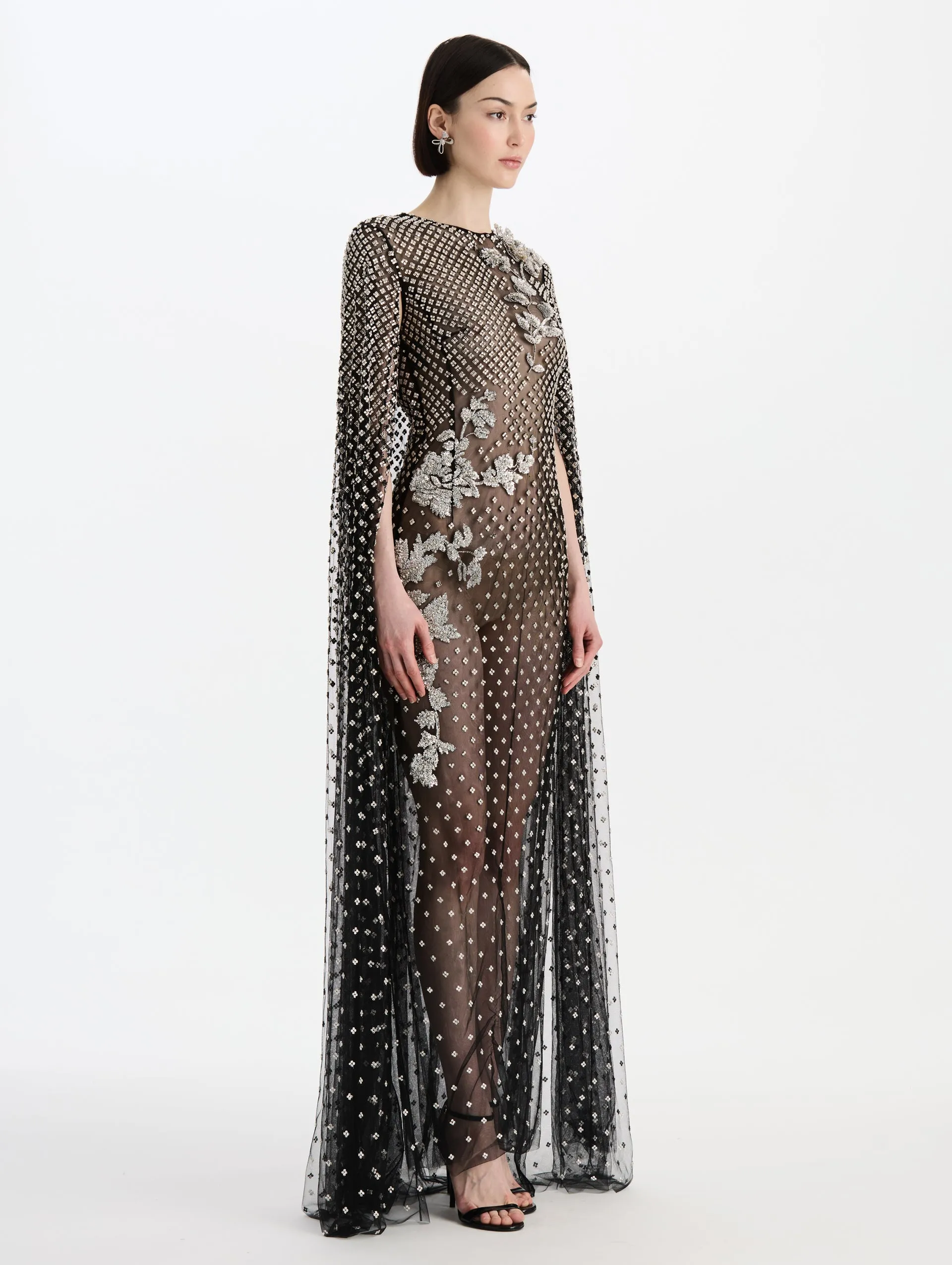 Crystal Grid Floral Embroidered Caftan sold by Oscar de la Renta product image thumbnail 3
