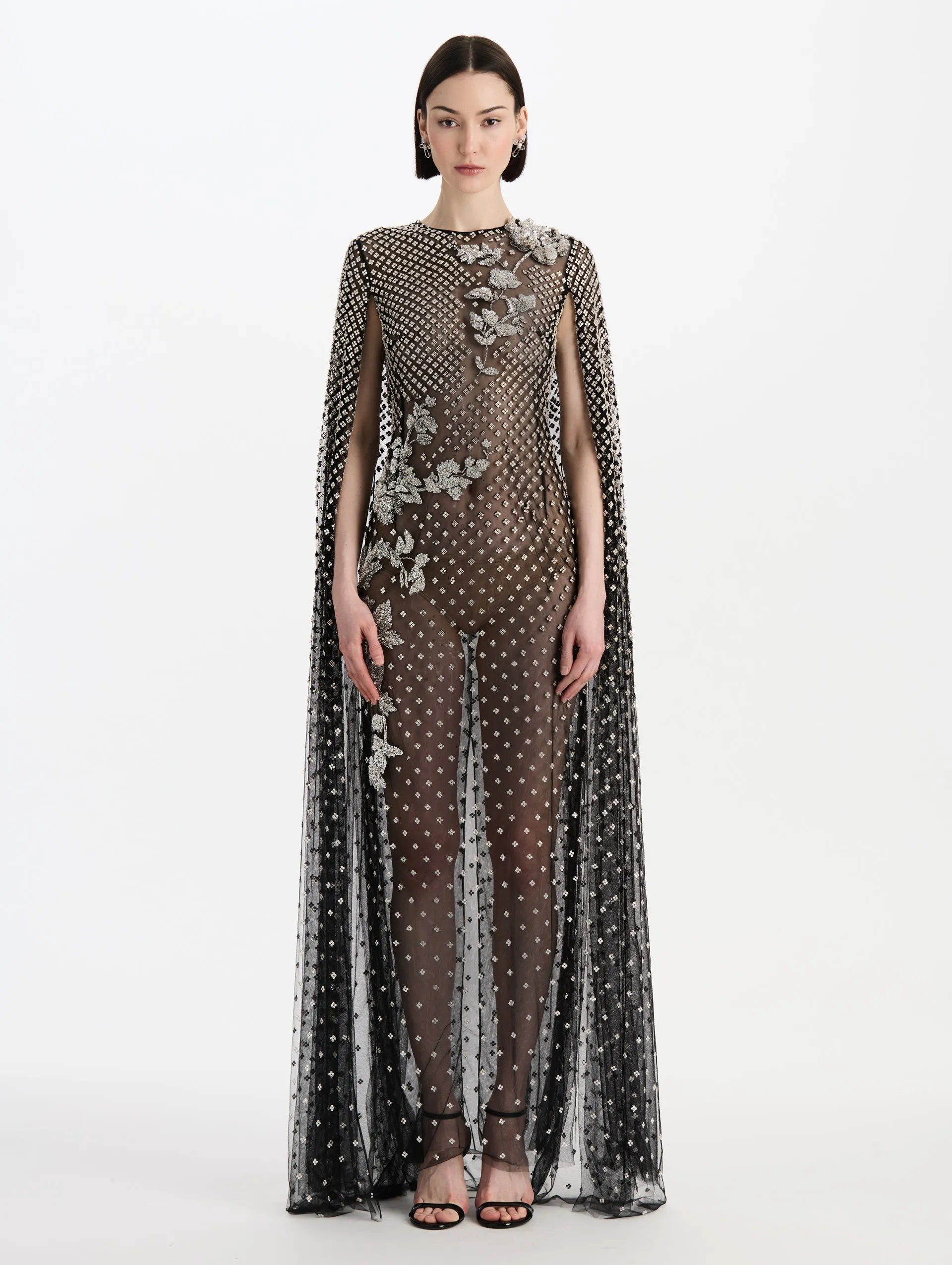 Crystal Grid Floral Embroidered Caftan sold by Oscar de la Renta