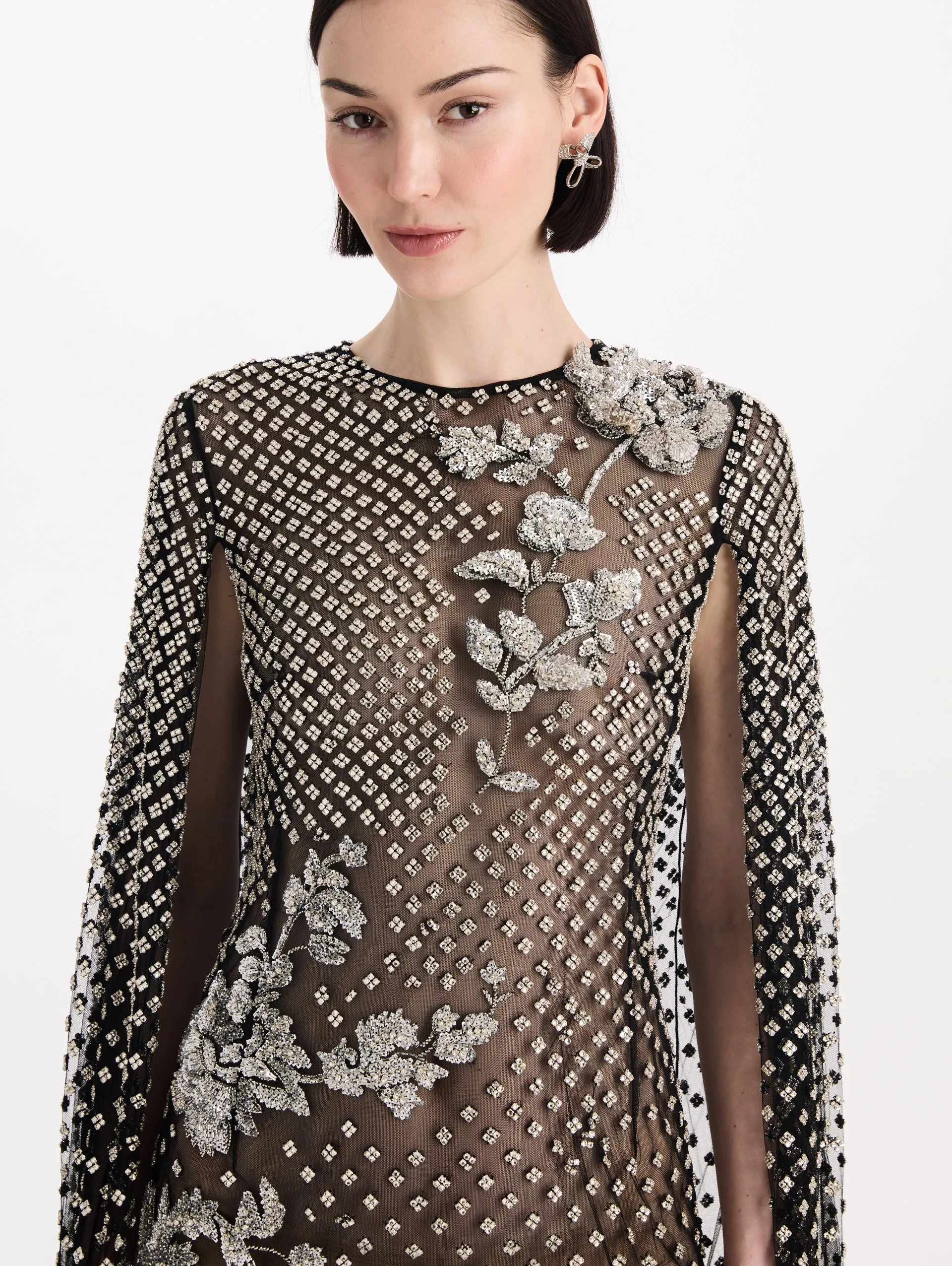 Crystal Grid Floral Embroidered Caftan sold by Oscar de la Renta product image thumbnail 4