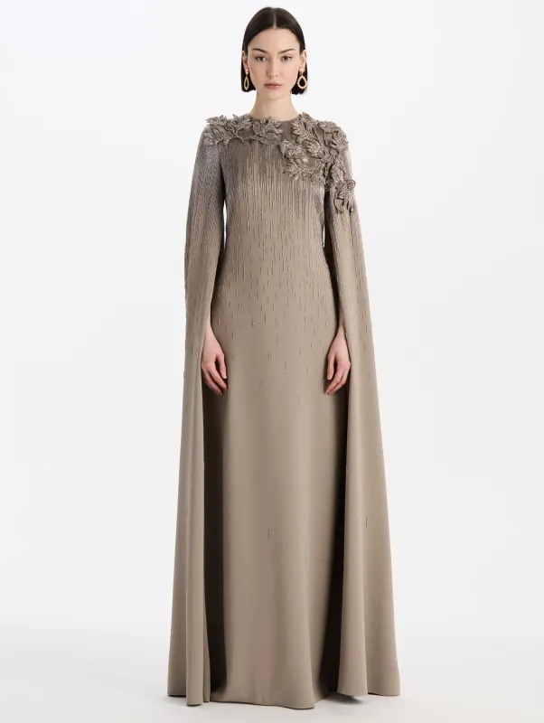 Maple Leaves Cutout Embroidered Caftan made by Oscar de la Renta