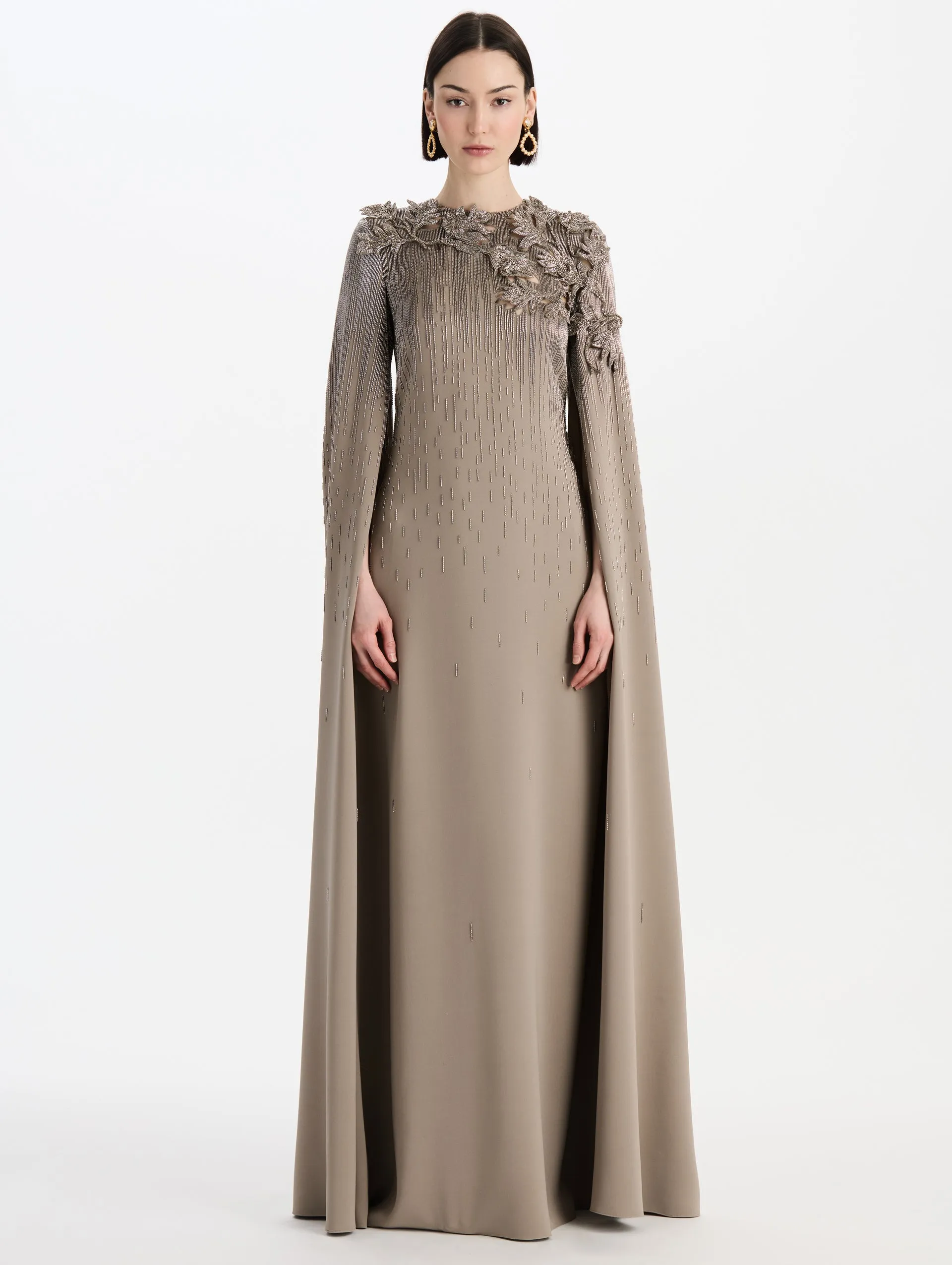 Maple Leaves Cutout Embroidered Caftan sold by Oscar de la Renta