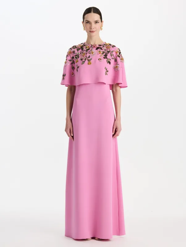 Beaded Mixed Botanical Embroidered Caftan made by Oscar de la Renta