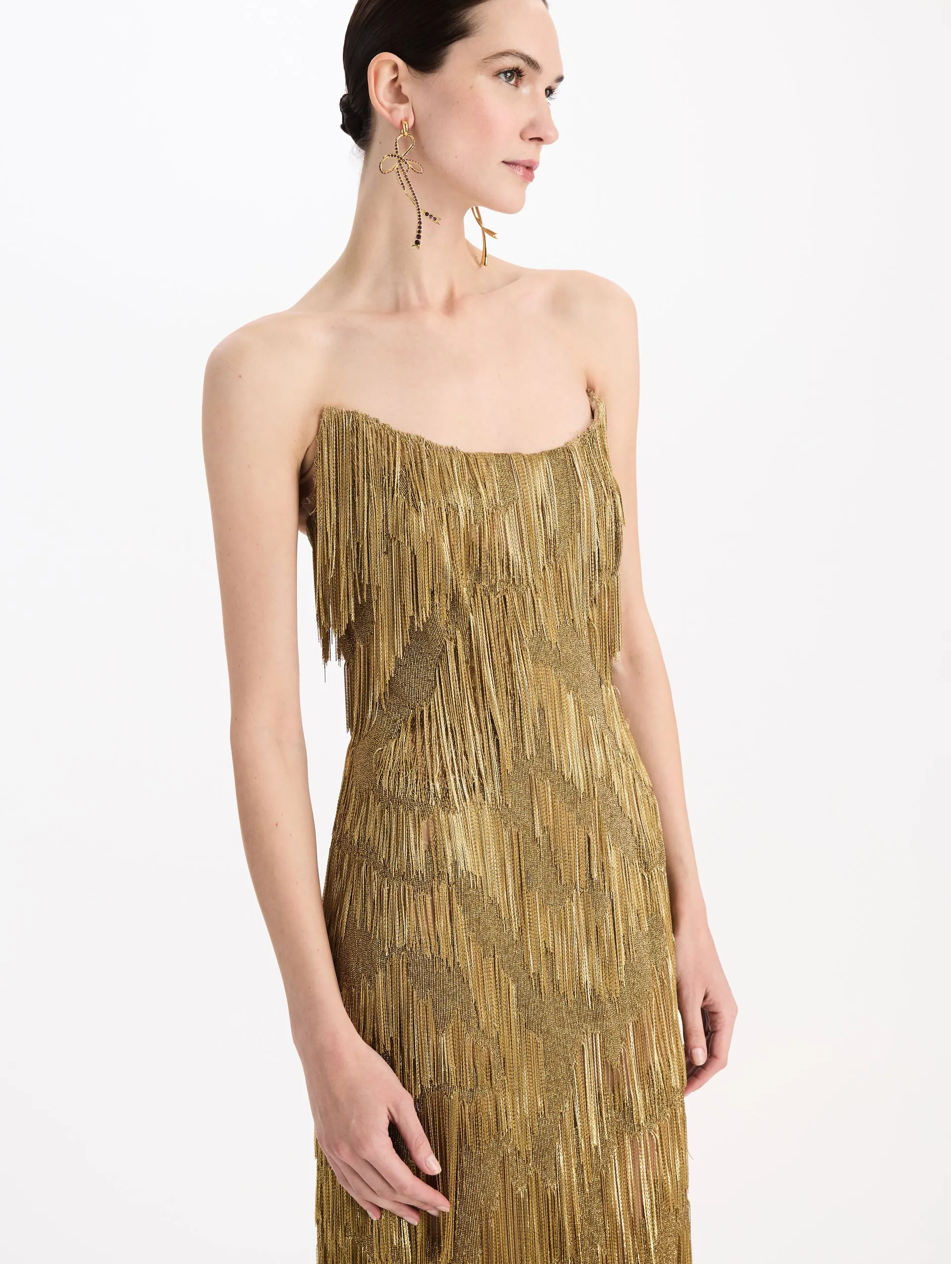 Chain Fringe Moiré Cocktail Dress sold by Oscar de la Renta product image thumbnail 4