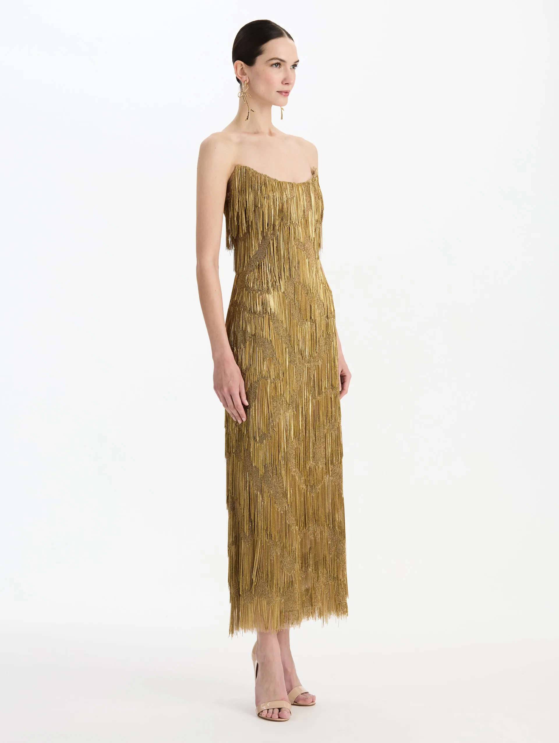 Chain Fringe Moiré Cocktail Dress sold by Oscar de la Renta product image thumbnail 3