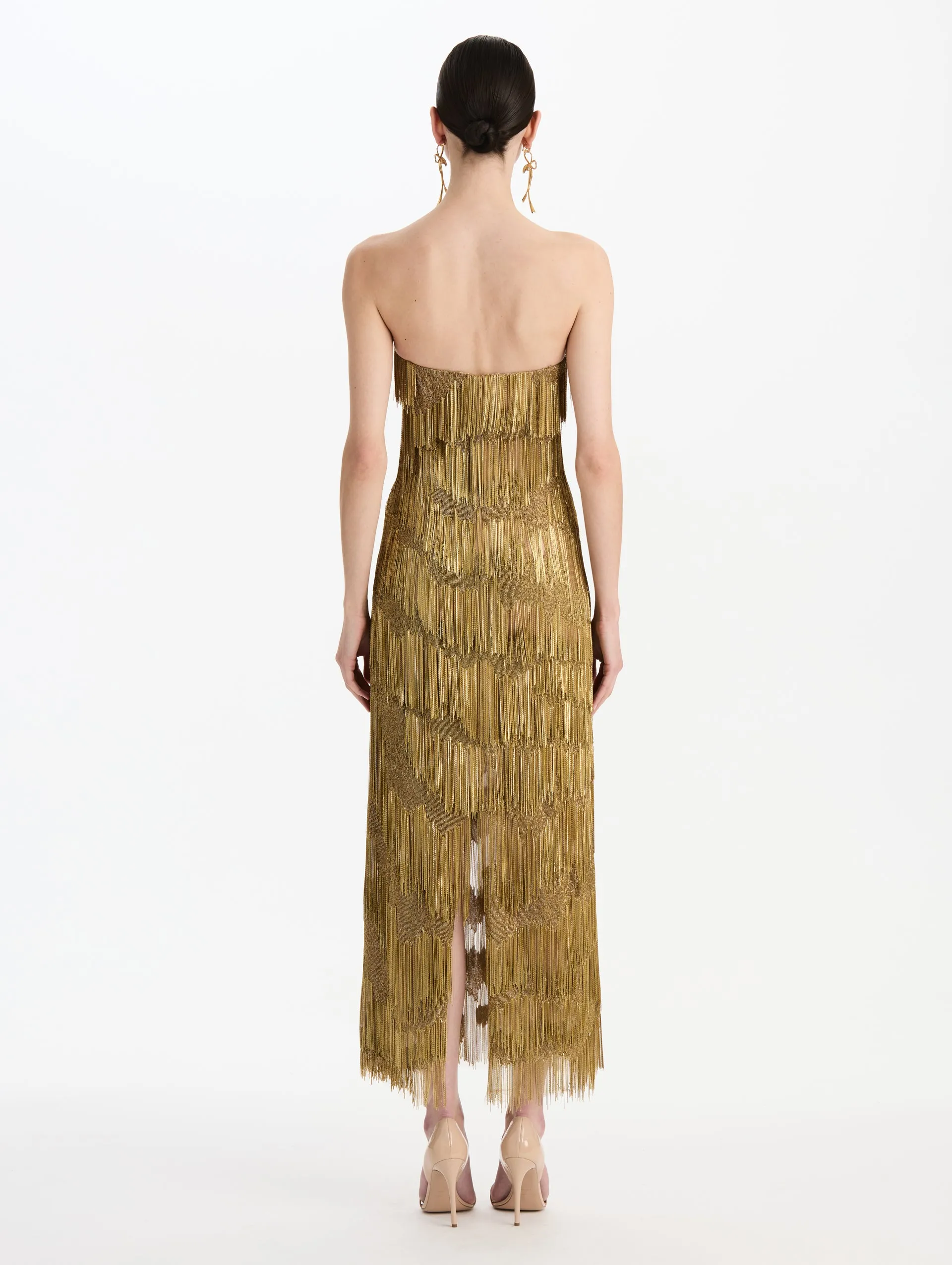 Chain Fringe Moiré Cocktail Dress sold by Oscar de la Renta product image thumbnail 2
