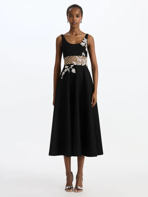 Crystal Grid Floral Embroidered Cocktail Dress sold by Oscar de la Renta
