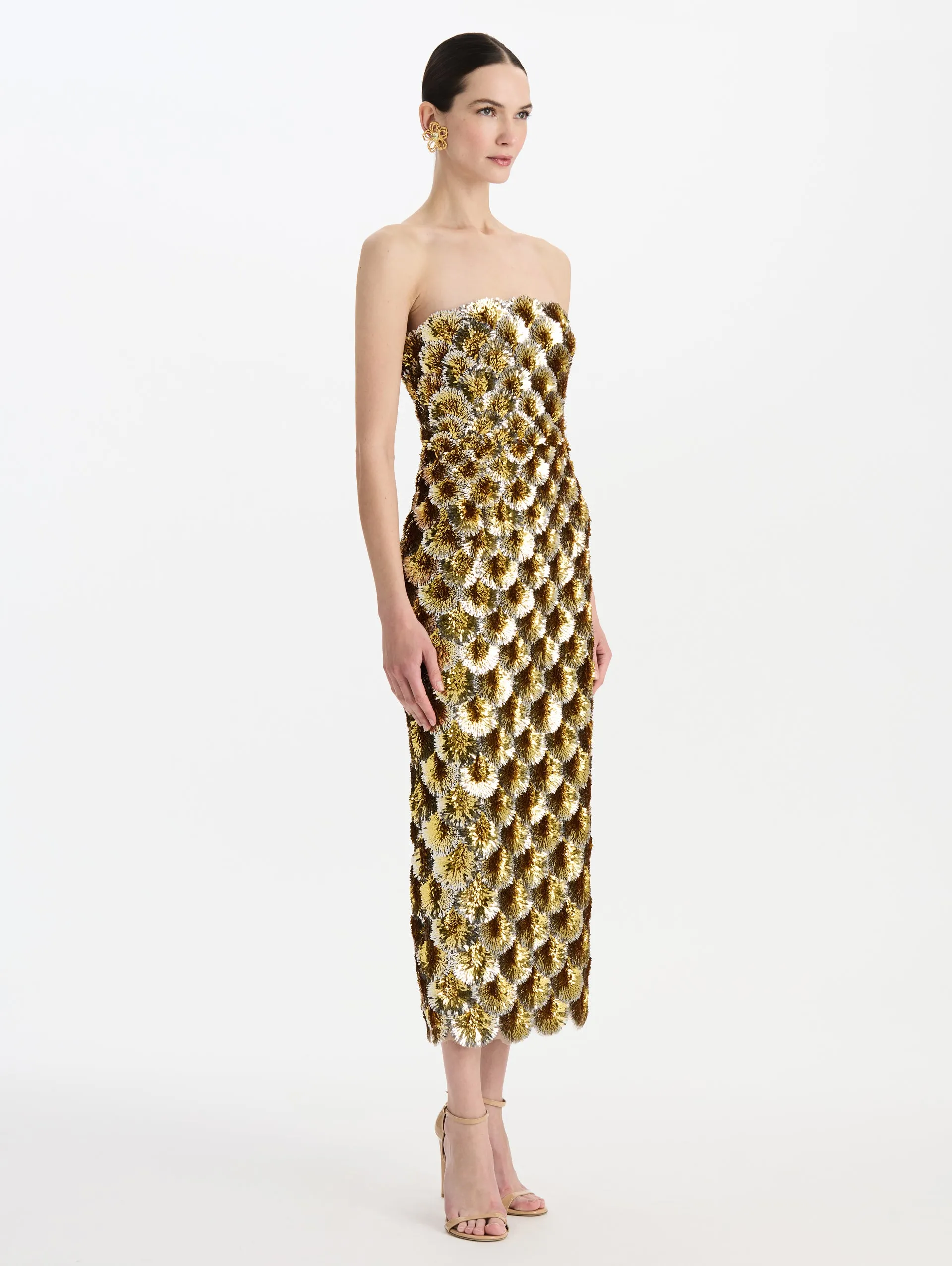 Sequin Embroidered Scalloped Cocktail Dress sold by Oscar de la Renta product image thumbnail 3