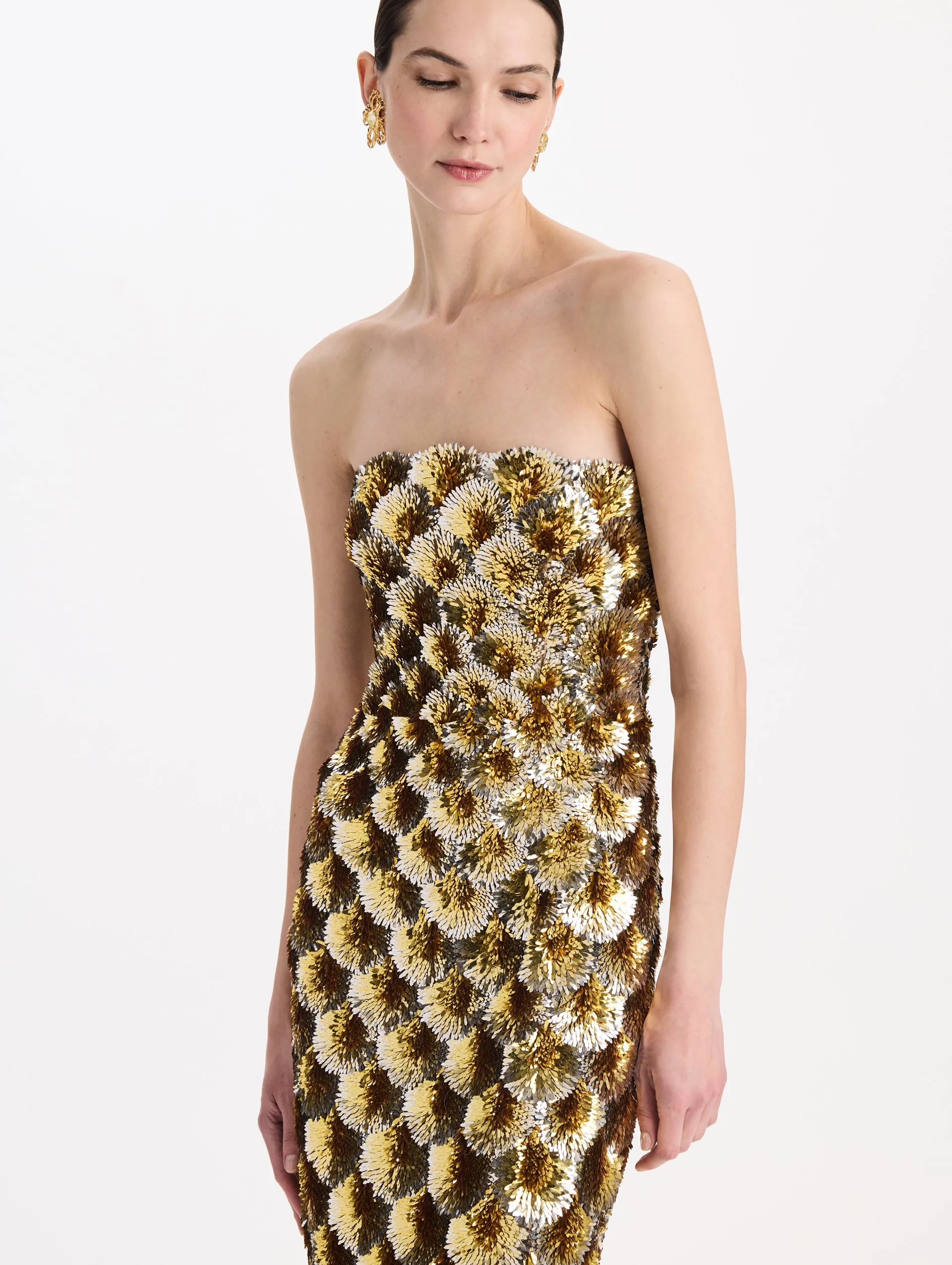 Sequin Embroidered Scalloped Cocktail Dress sold by Oscar de la Renta product image thumbnail 4