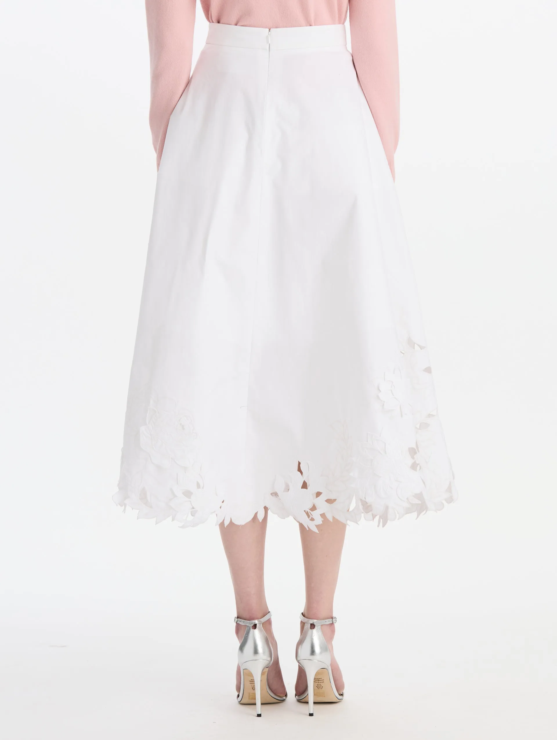 Floral Cutout Cotton Twill Skirt sold by Oscar de la Renta product image thumbnail 2