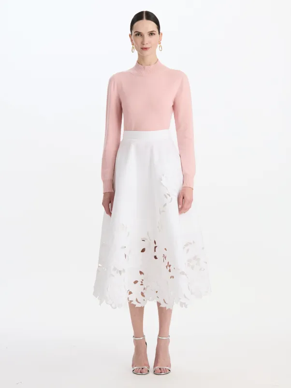 Floral Cutout Cotton Twill Skirt sold by Oscar de la Renta