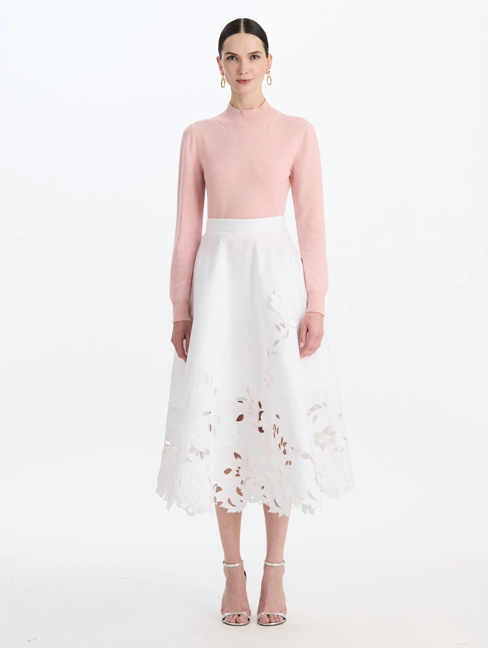 Floral Cutout Cotton Twill Skirt sold by Oscar de la Renta