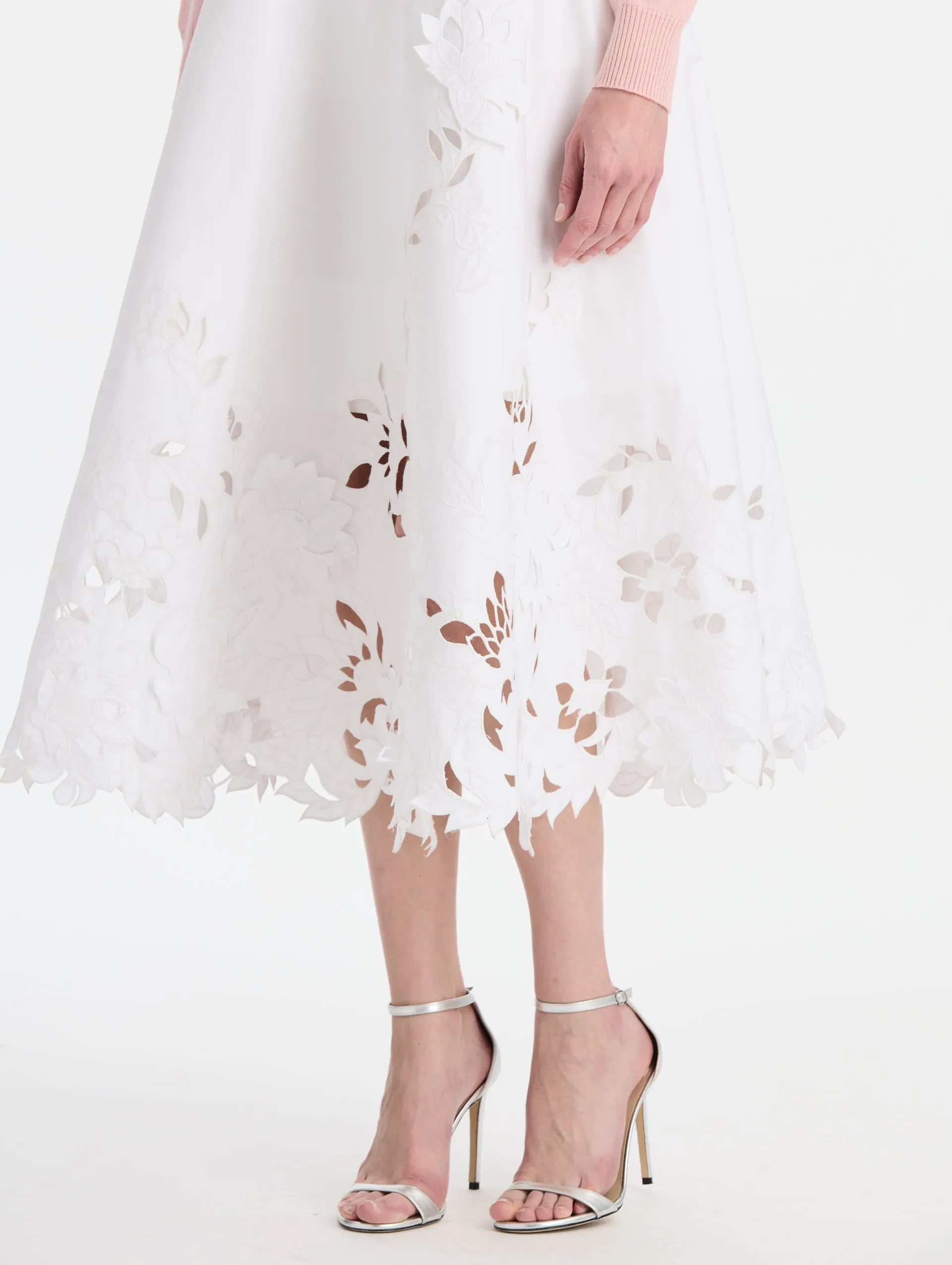 Floral Cutout Cotton Twill Skirt sold by Oscar de la Renta product image thumbnail 5