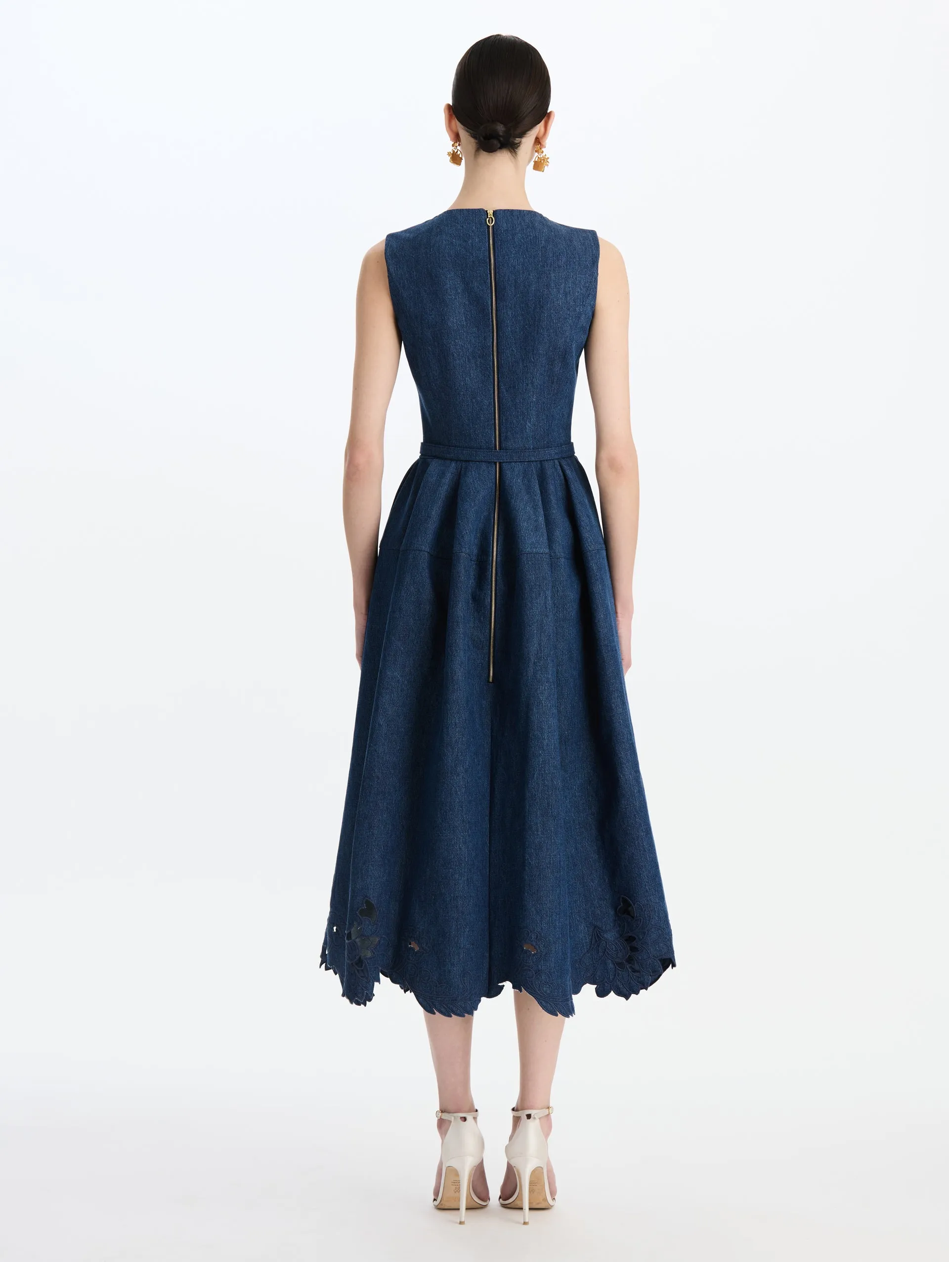 Floral Cutout Denim Midi Dress sold by Oscar de la Renta product image thumbnail 2