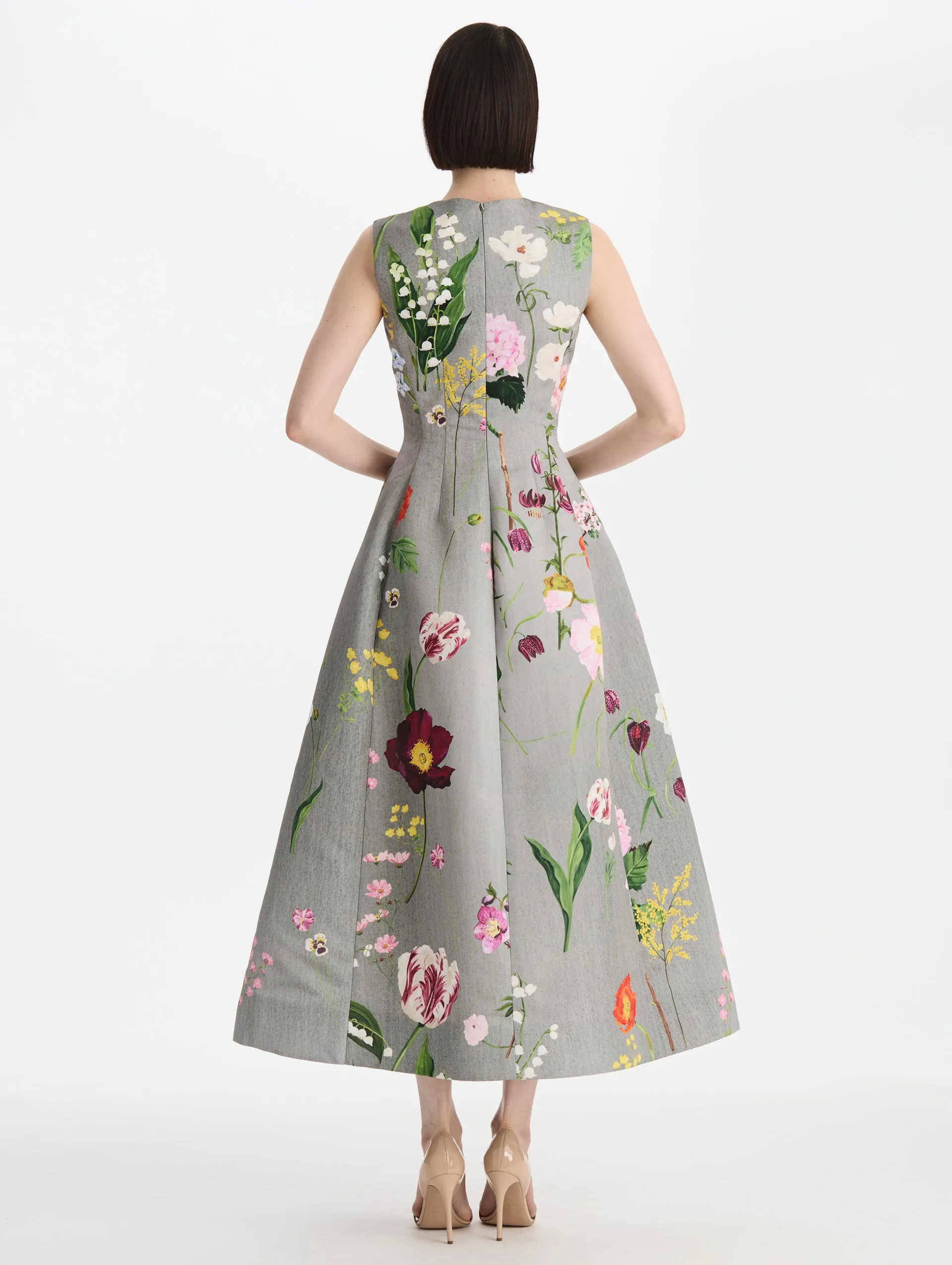 Mixed Botanical Faille Cocktail Dress sold by Oscar de la Renta product image thumbnail 2