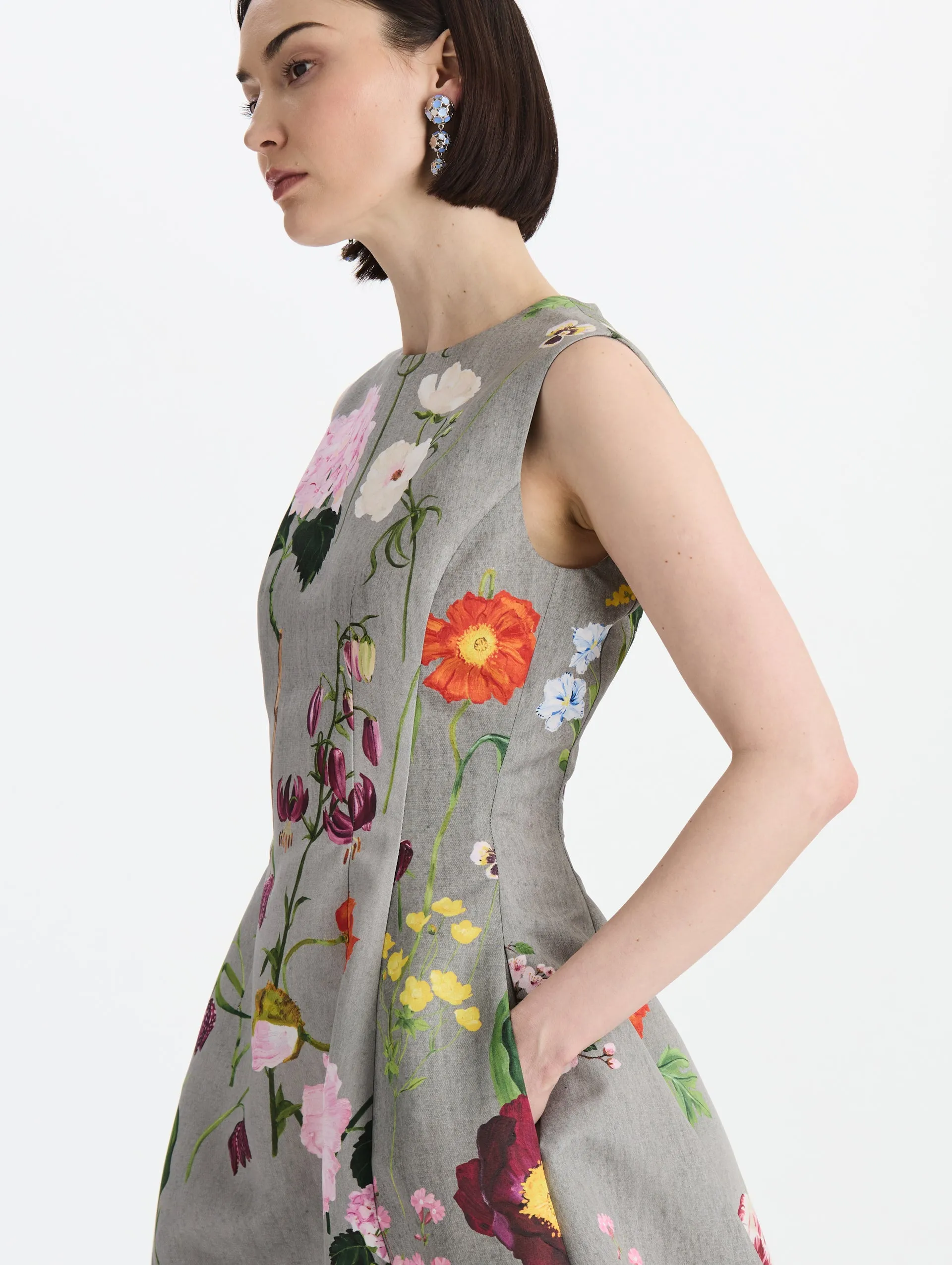 Mixed Botanical Faille Cocktail Dress sold by Oscar de la Renta product image thumbnail 4