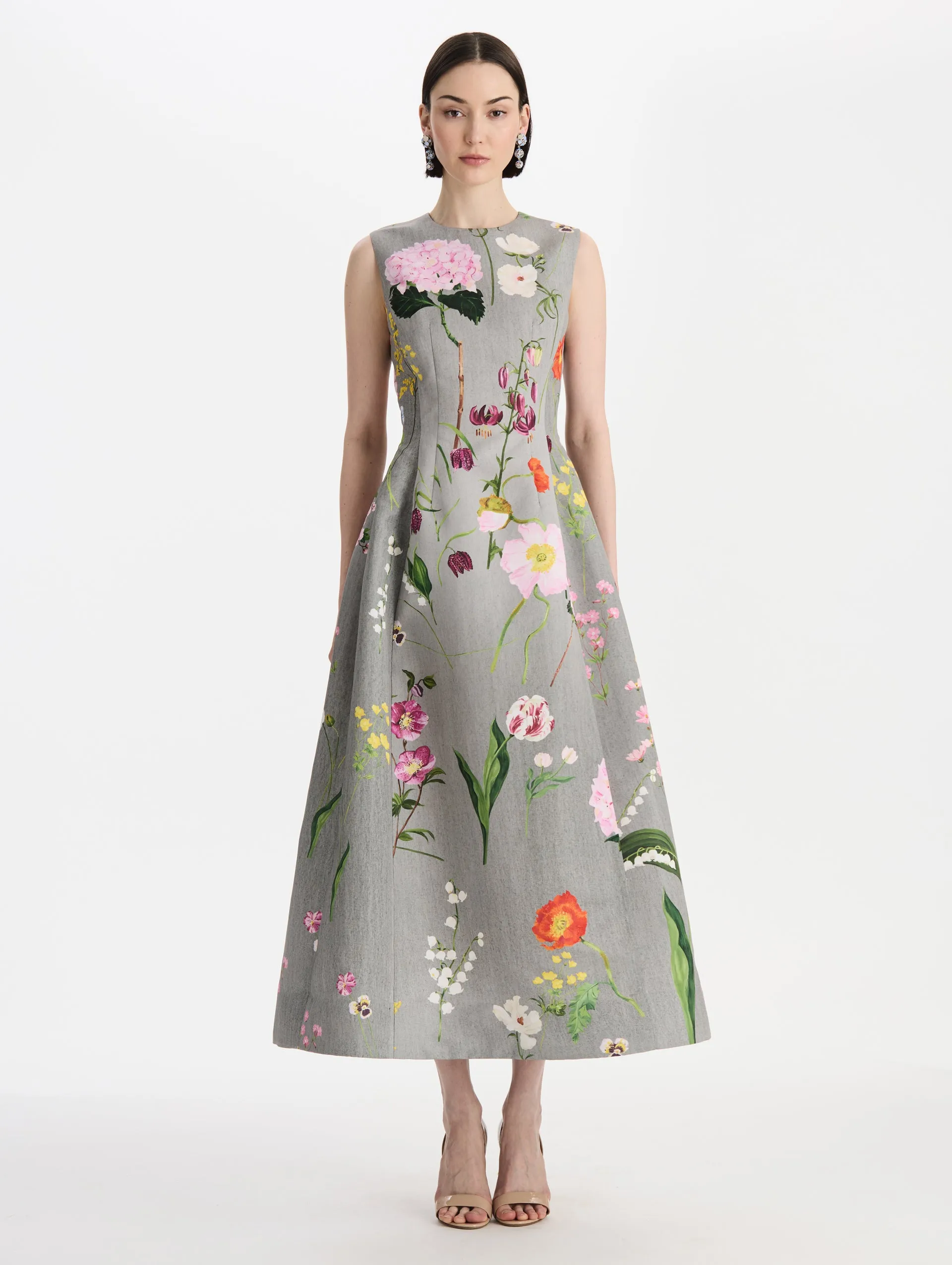 Mixed Botanical Faille Cocktail Dress sold by Oscar de la Renta
