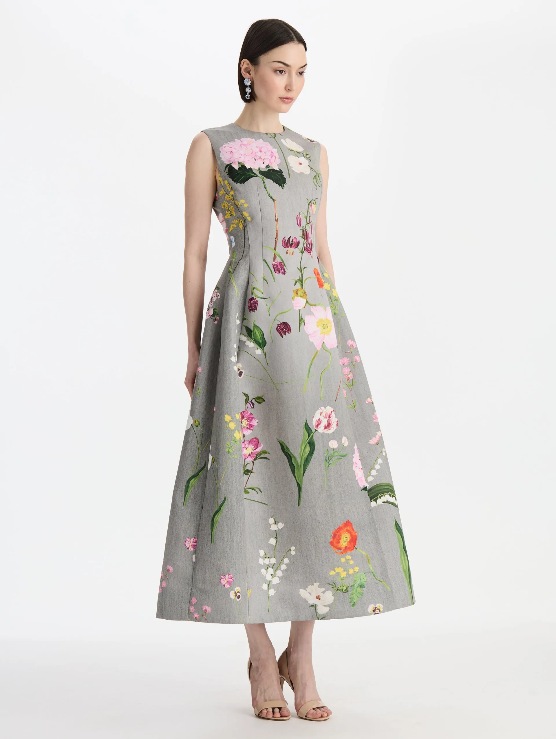Mixed Botanical Faille Cocktail Dress sold by Oscar de la Renta product image thumbnail 3
