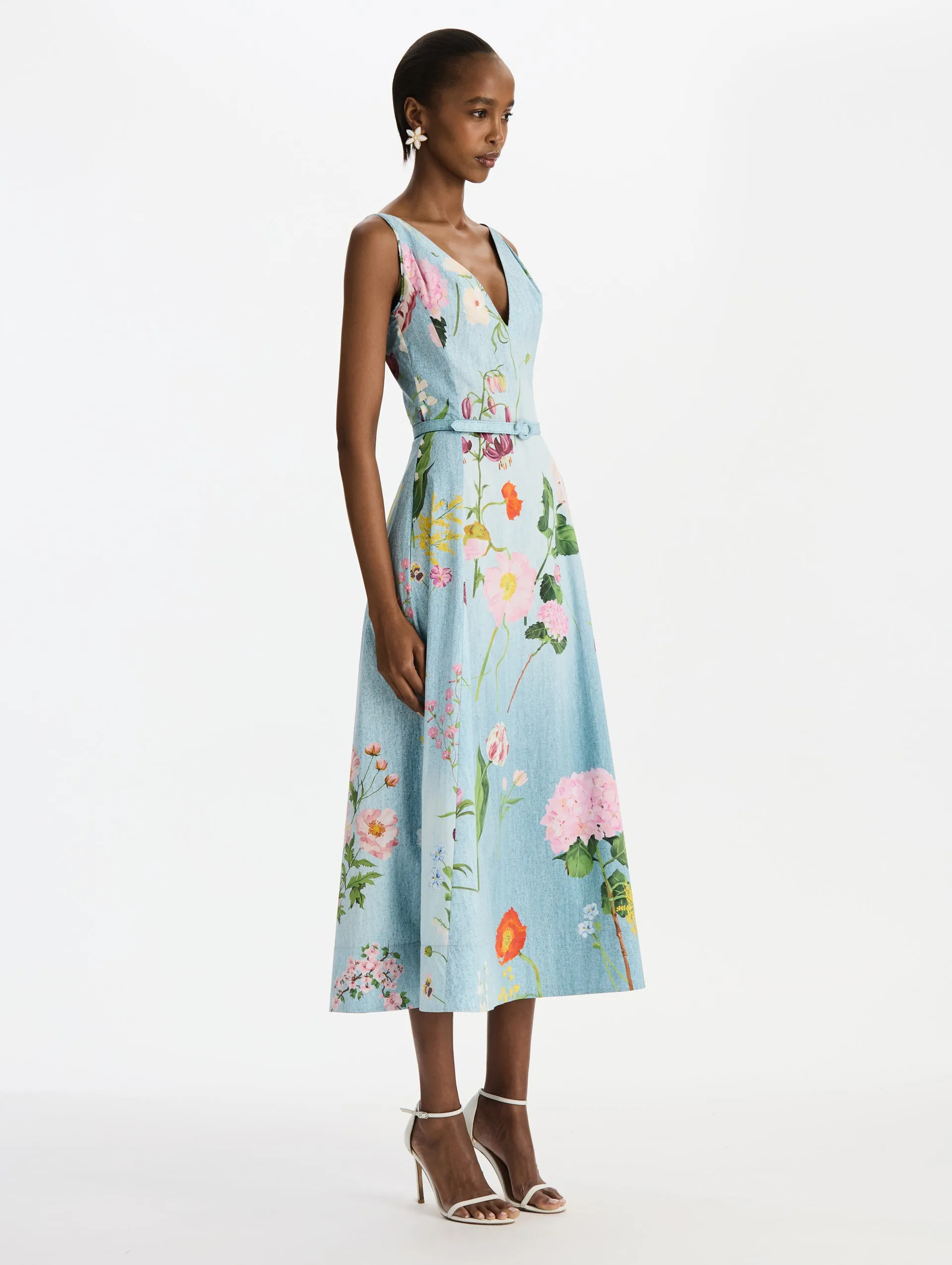 Mixed Botanical Cotton Poplin Dress sold by Oscar de la Renta product image thumbnail 3