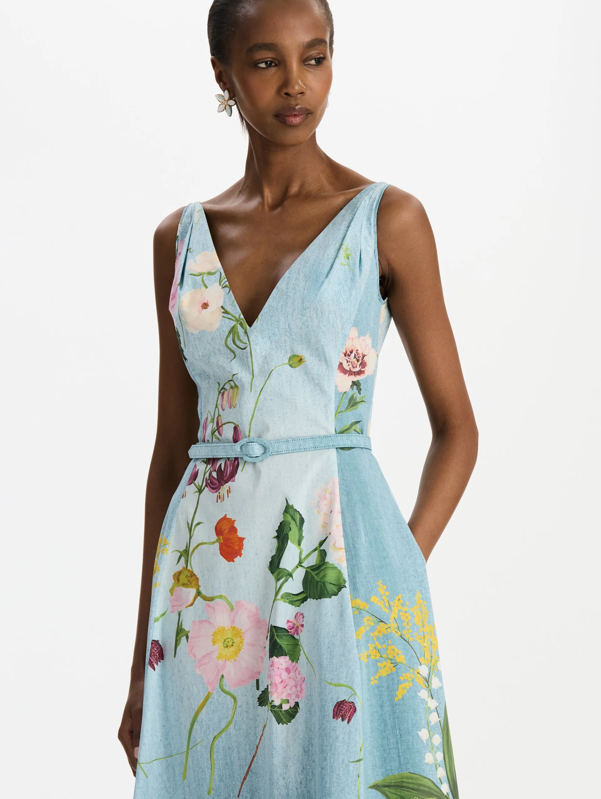 Mixed Botanical Cotton Poplin Dress sold by Oscar de la Renta product image thumbnail 4