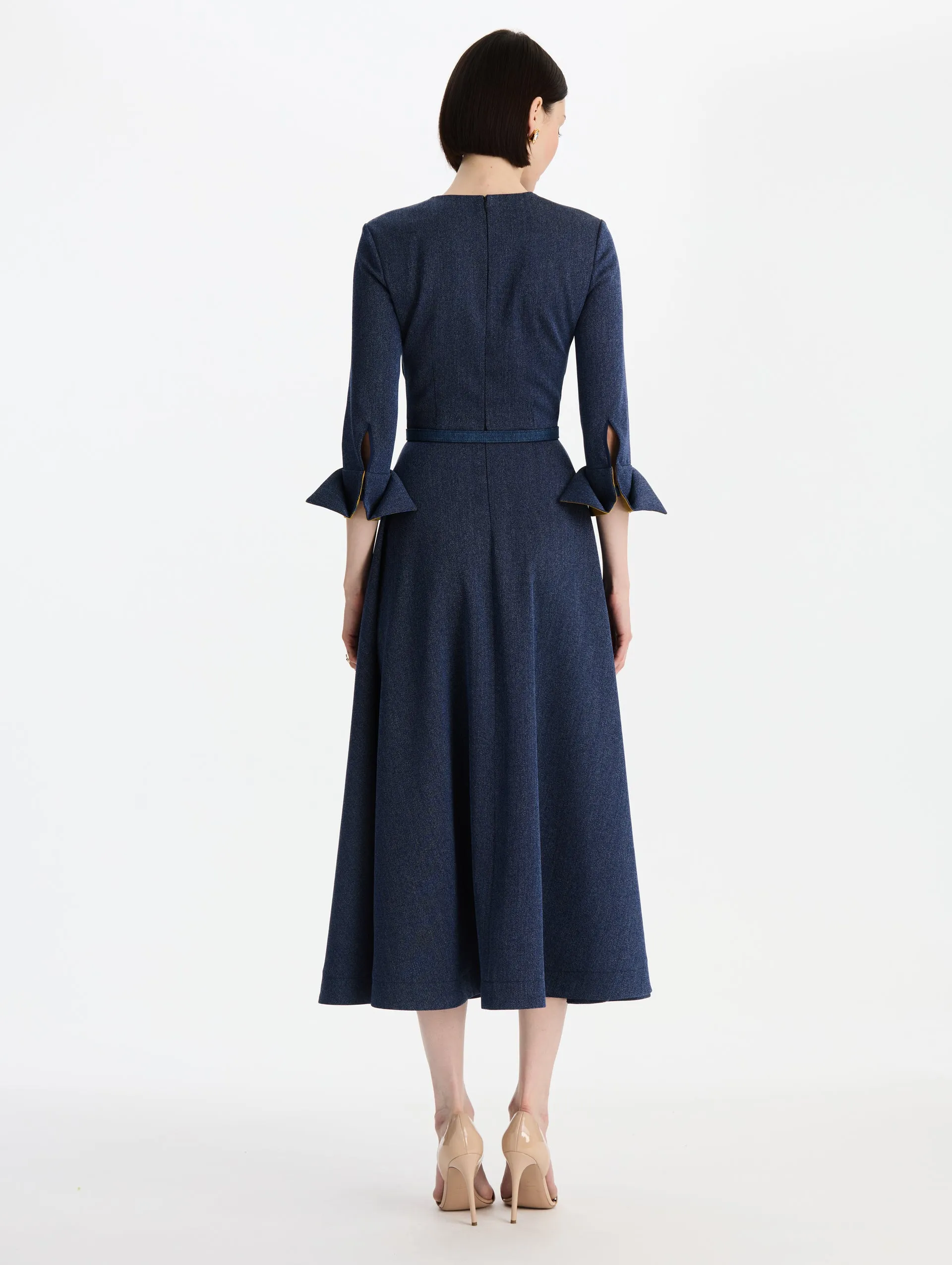 Peony-Printed Wool 3/4 Sleeve Dress sold by Oscar de la Renta product image thumbnail 2