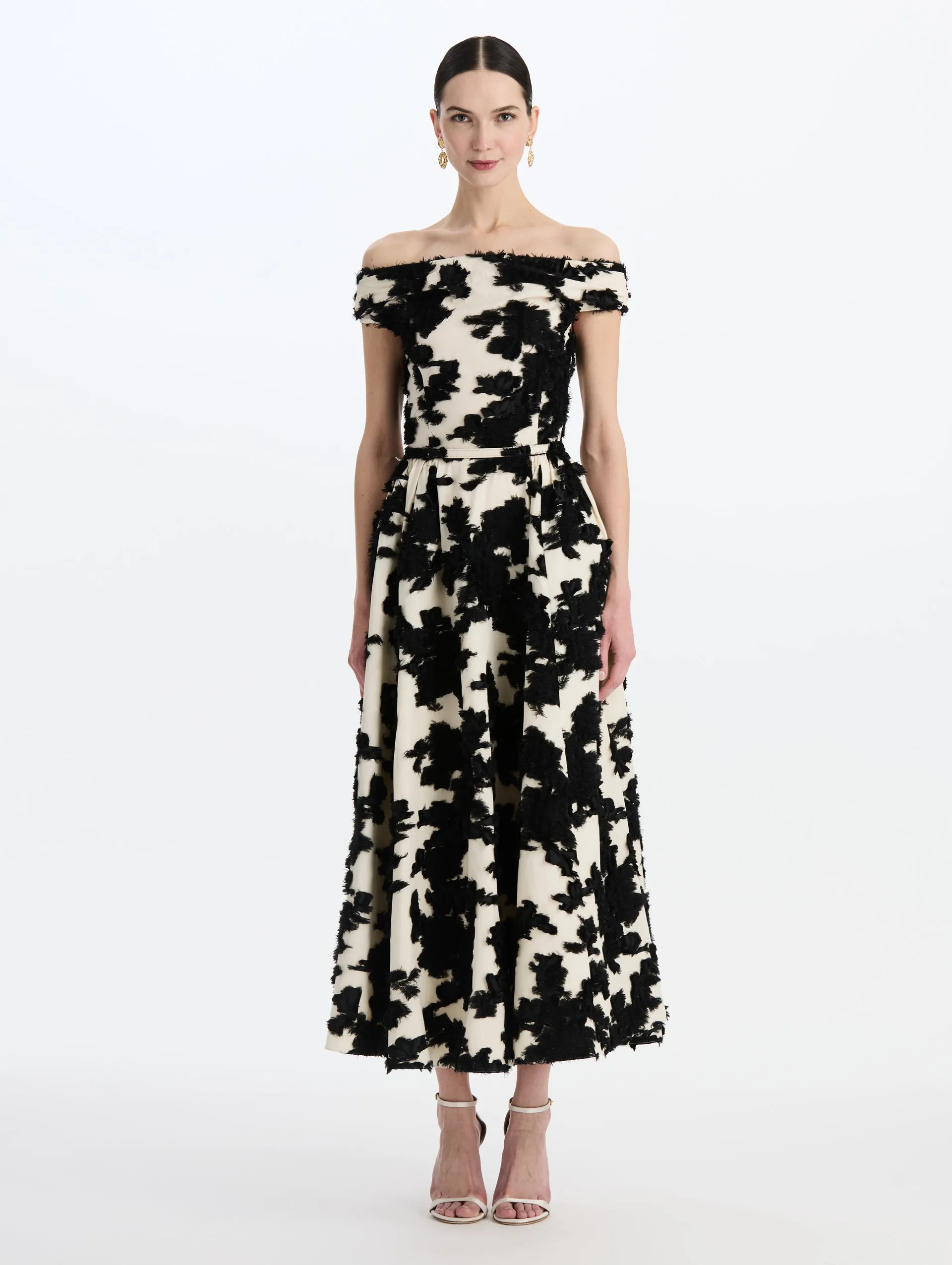 Abstract Fil Coupé Off-Shoulder Dress sold by Oscar de la Renta