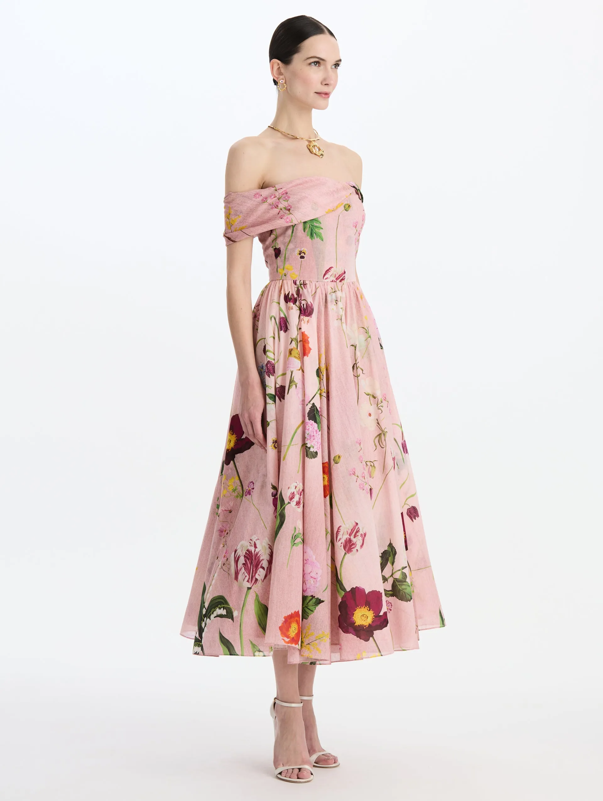 Mixed Botanical Off-Shoulder Dress sold by Oscar de la Renta product image thumbnail 3