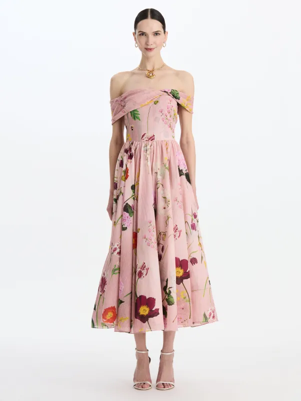 Mixed Botanical Off-Shoulder Dress sold by Oscar de la Renta