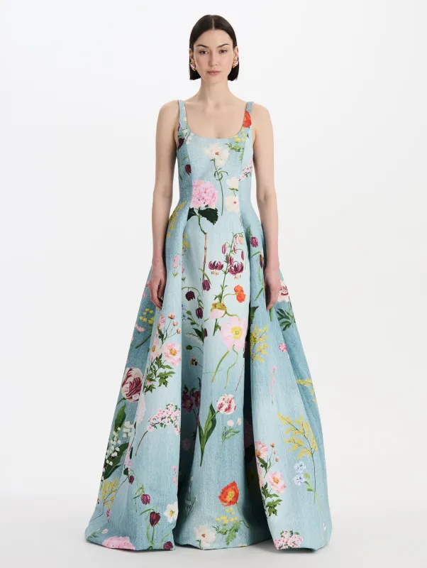 Mixed Botanical Faille Gown sold by Oscar de la Renta