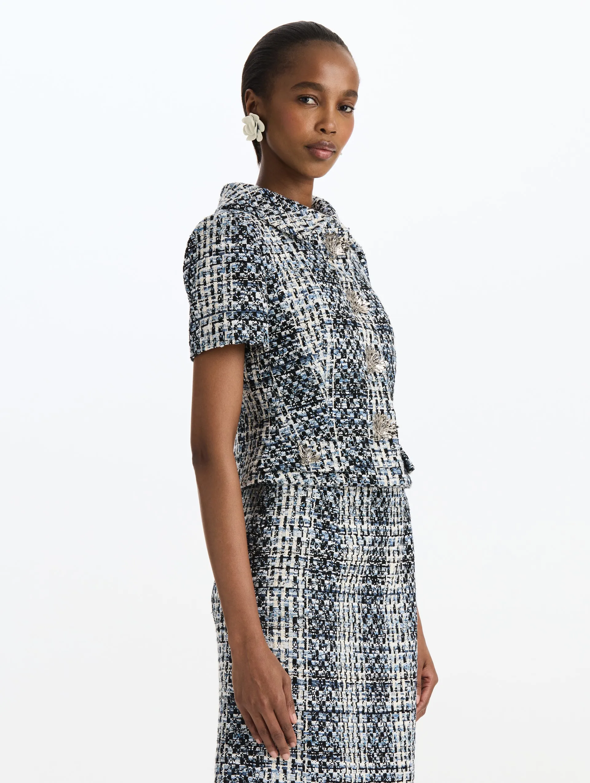 Slub Cotton Tweed Jacket sold by Oscar de la Renta product image thumbnail 4