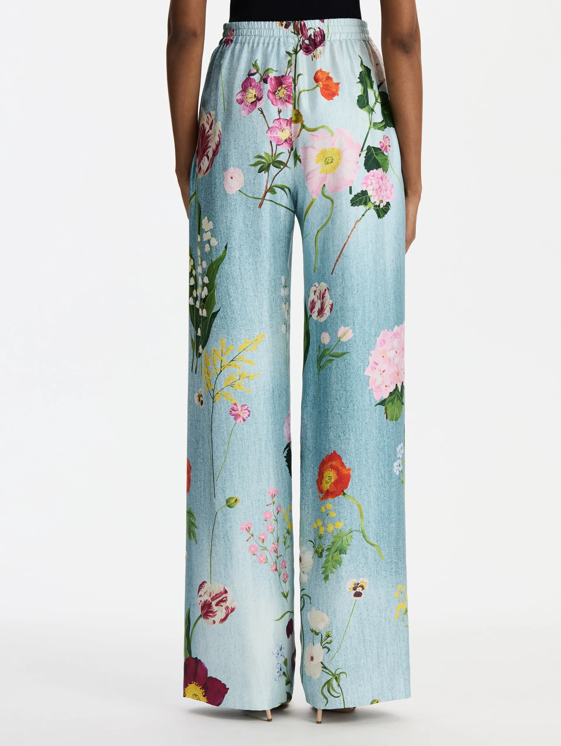 Mixed Botanical Silk Twill Wide Leg Pant sold by Oscar de la Renta product image thumbnail 2