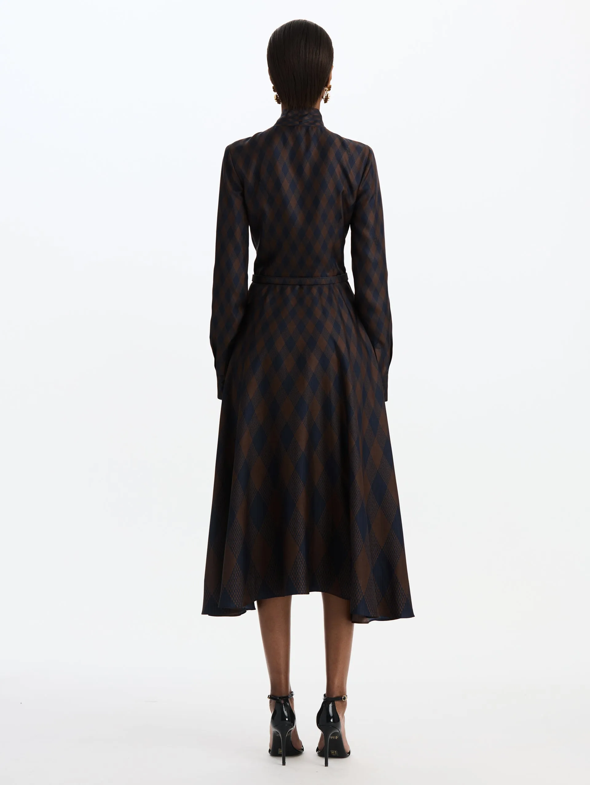 Argyle Silk Twill Tie Neck Dress sold by Oscar de la Renta product image thumbnail 2