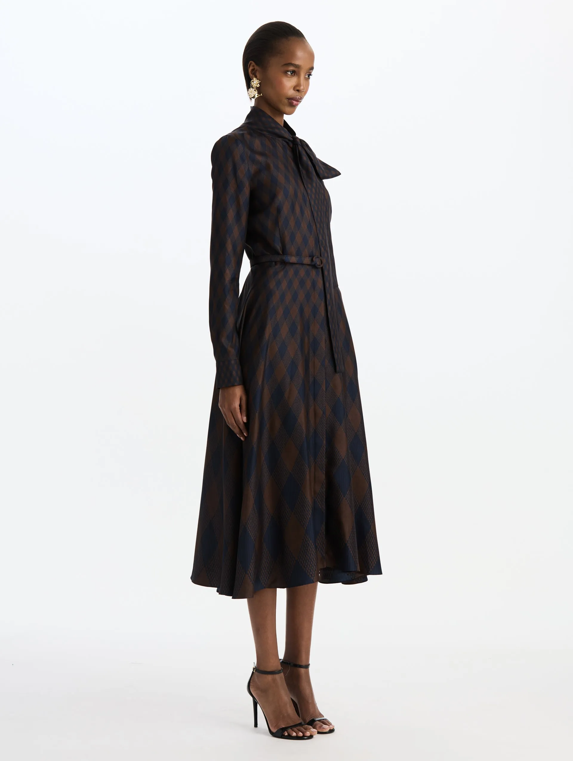 Argyle Silk Twill Tie Neck Dress sold by Oscar de la Renta product image thumbnail 3