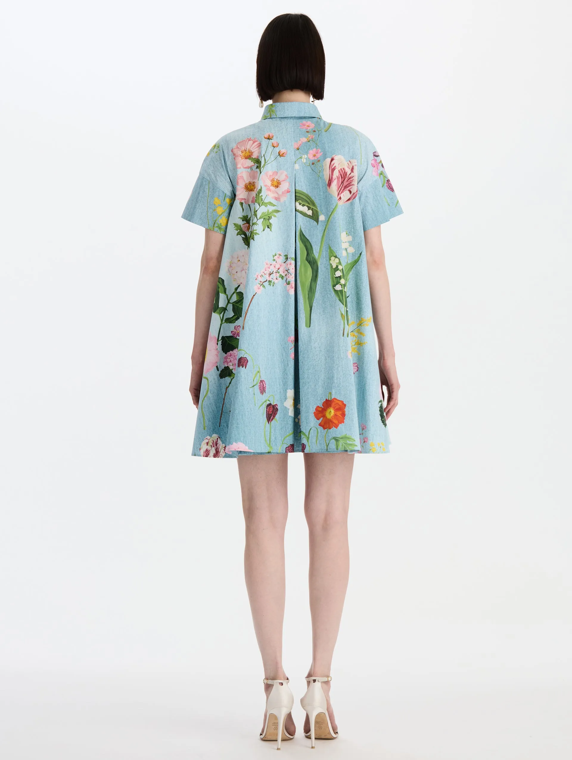 Mixed Botanical Cotton Poplin Shift Dress sold by Oscar de la Renta product image thumbnail 2