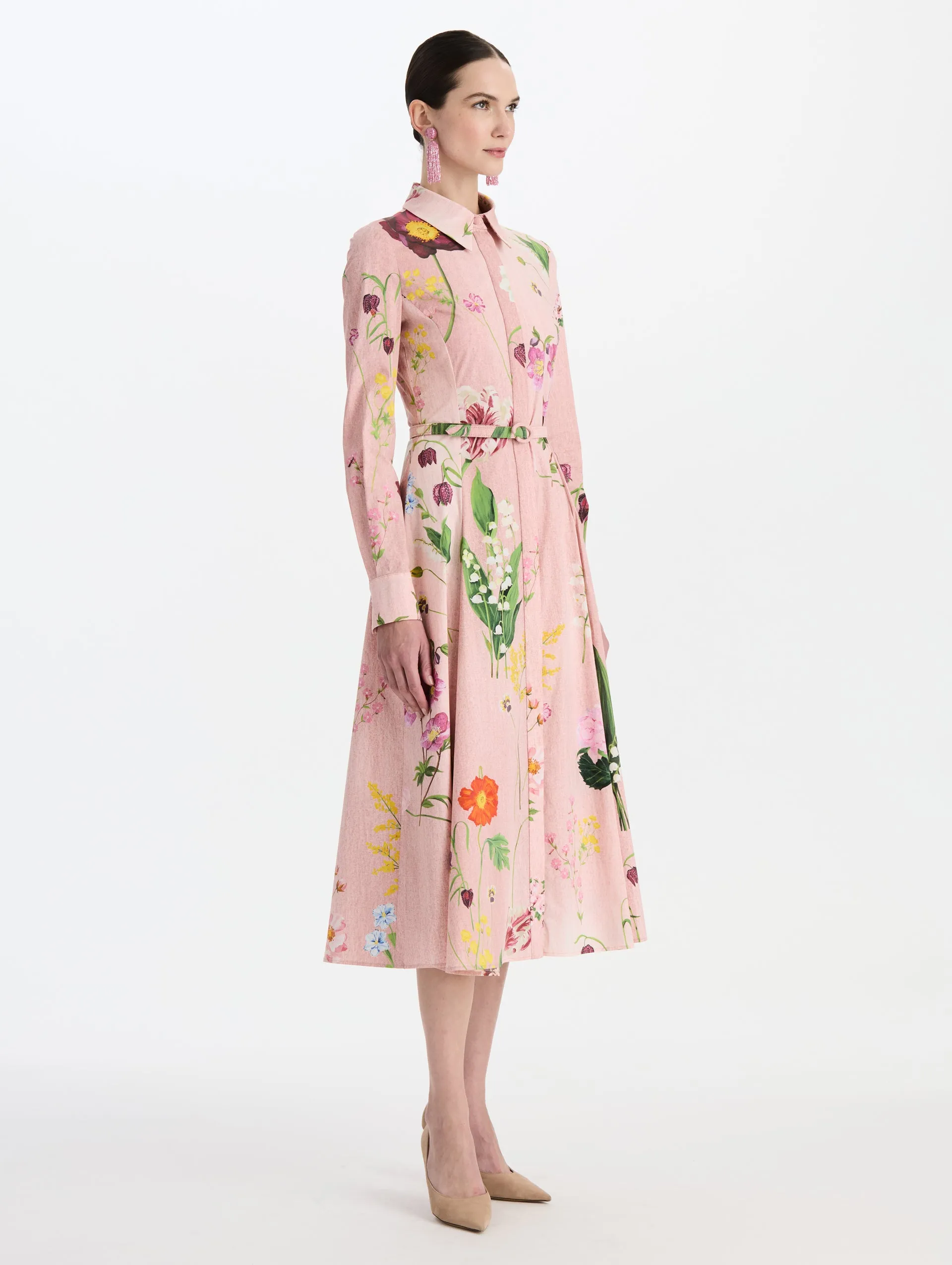 Mixed Botanical Cotton Poplin Collared Dress sold by Oscar de la Renta product image thumbnail 3