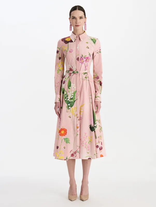 Mixed Botanical Cotton Poplin Collared Dress sold by Oscar de la Renta