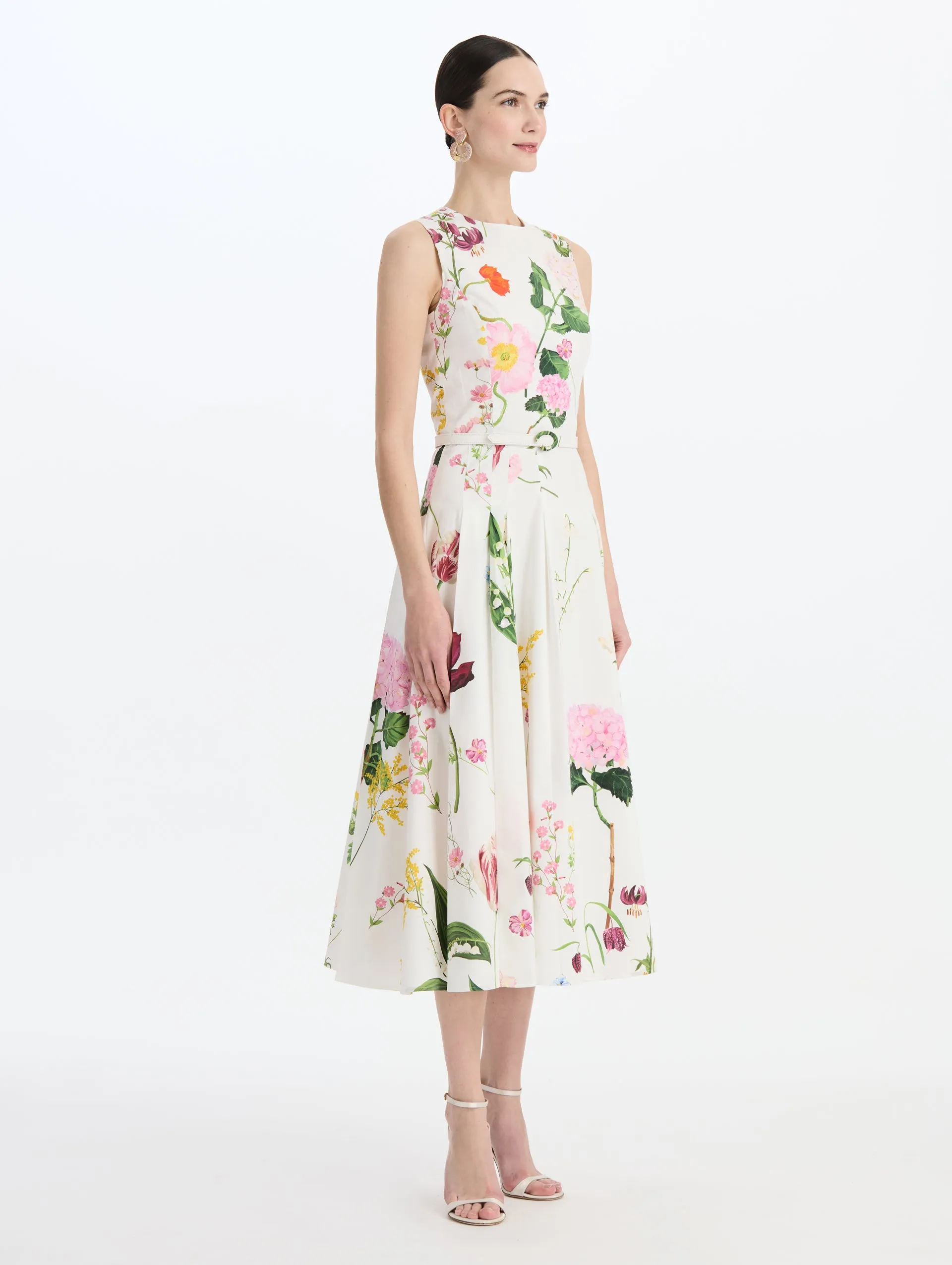 Mixed Botanical Cotton Poplin Sleeveless Dress sold by Oscar de la Renta product image thumbnail 3