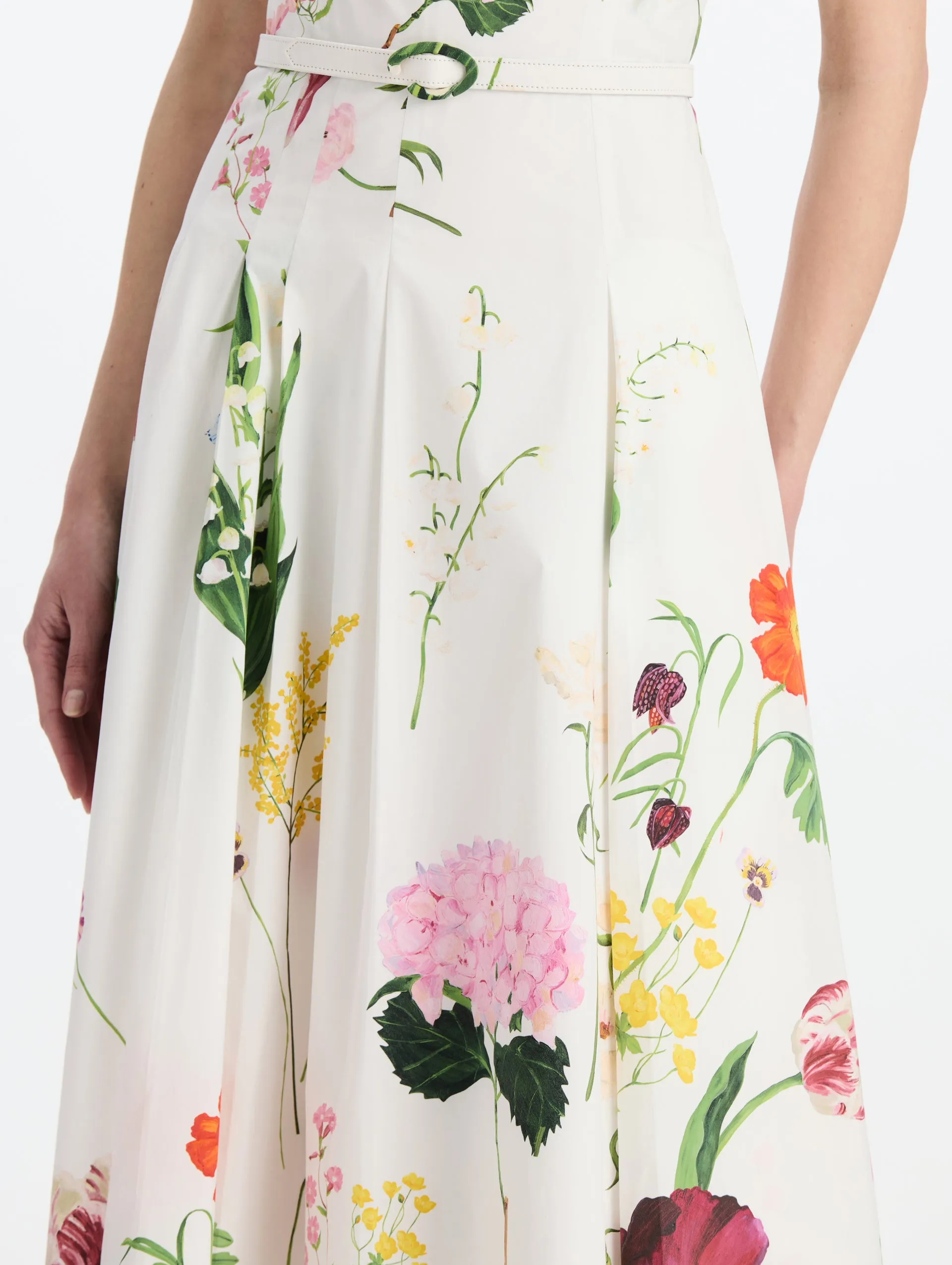 Mixed Botanical Cotton Poplin Sleeveless Dress sold by Oscar de la Renta product image thumbnail 4