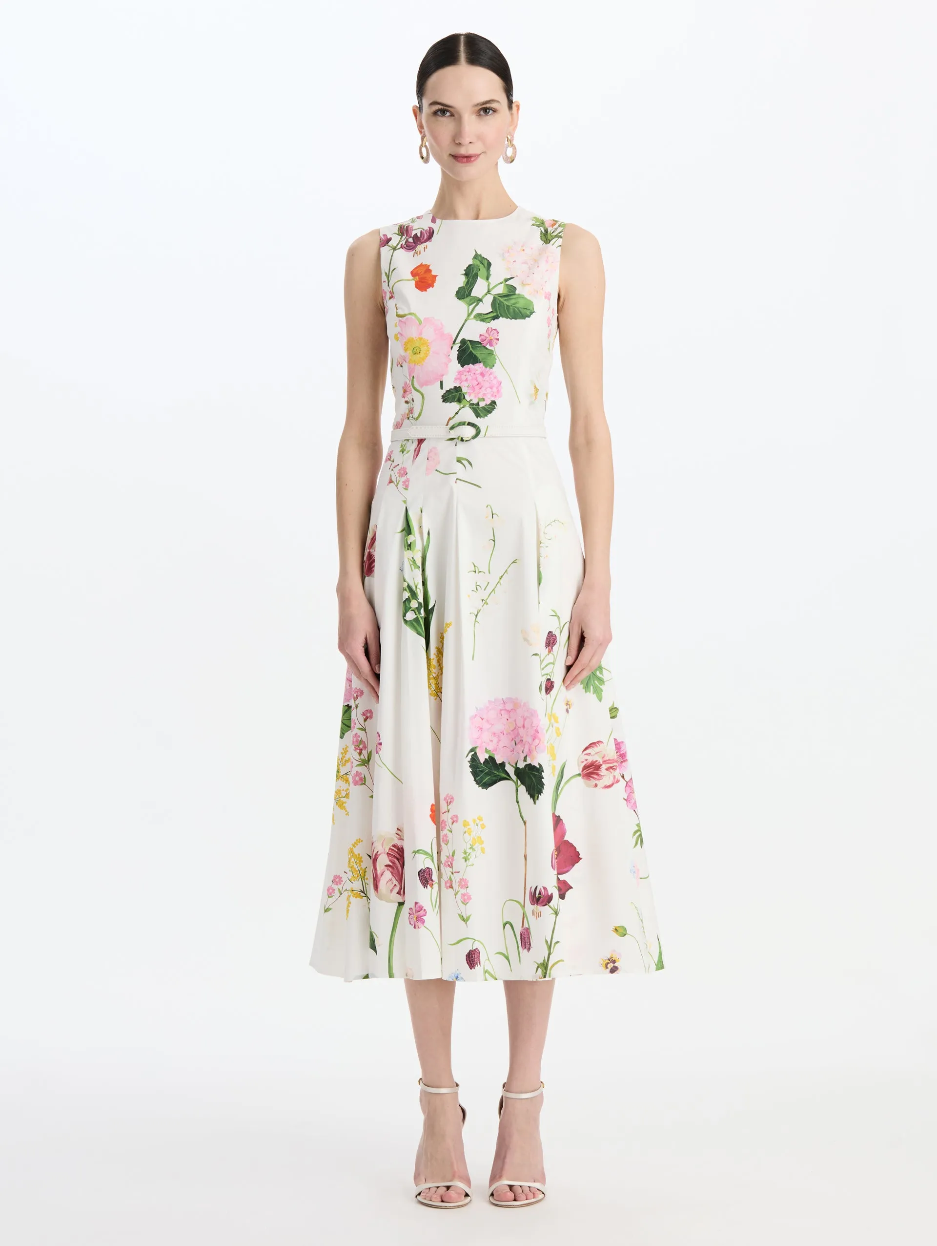 Mixed Botanical Cotton Poplin Sleeveless Dress sold by Oscar de la Renta