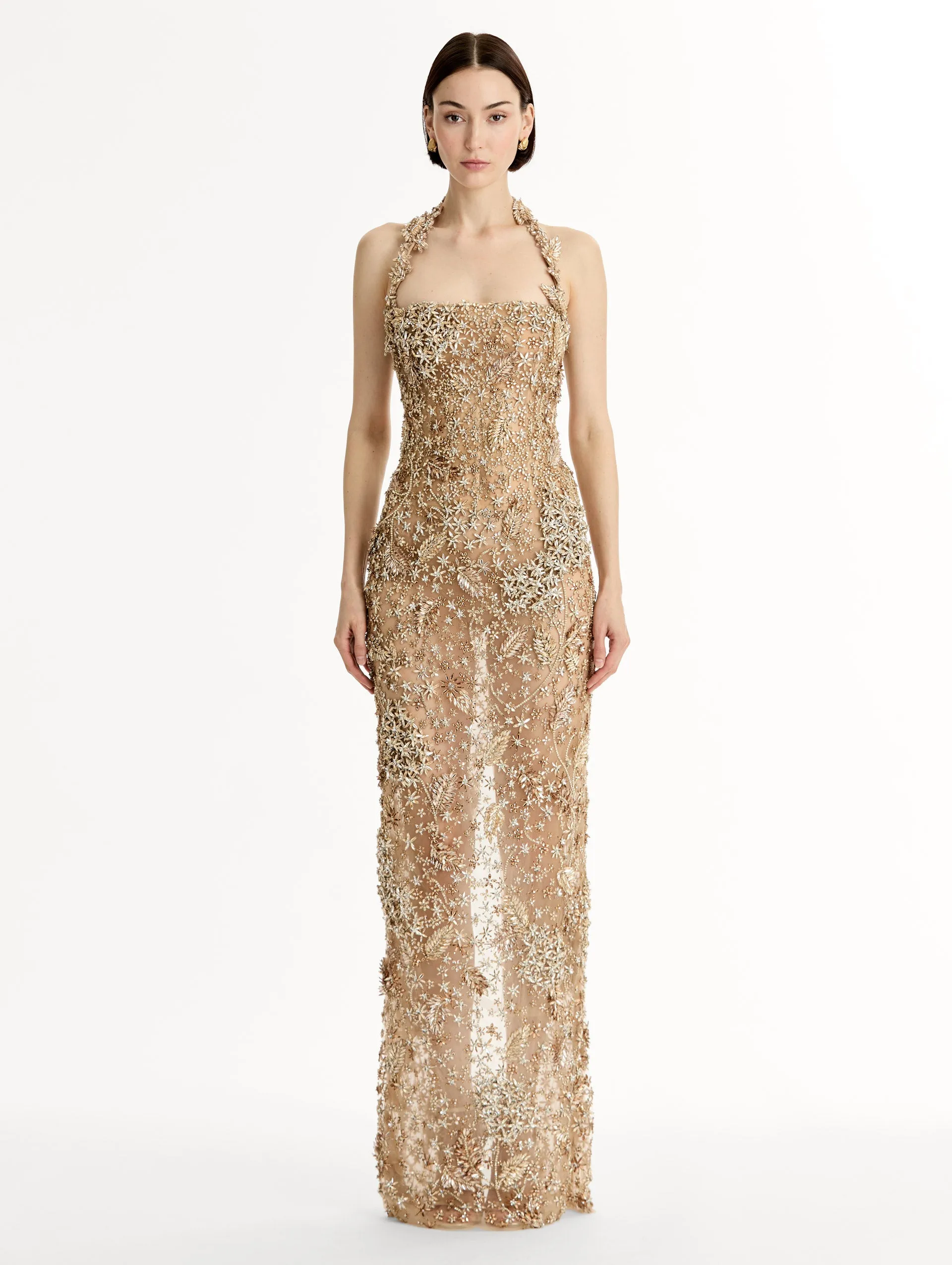 Porcelain Flower Crystal Embroidered Gown sold by Oscar de la Renta product image thumbnail 2