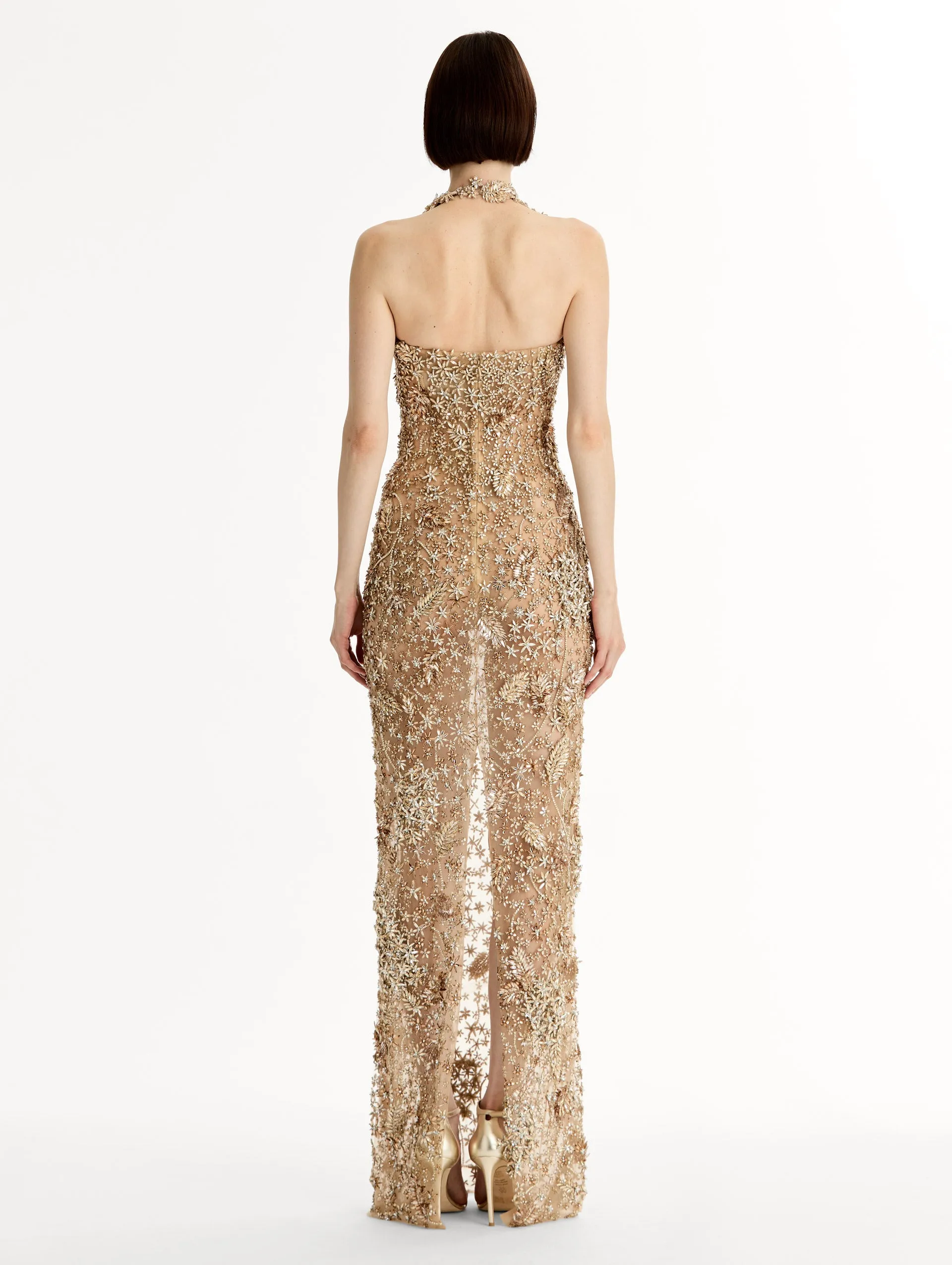 Porcelain Flower Crystal Embroidered Gown sold by Oscar de la Renta product image thumbnail 3