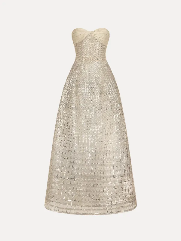 Sequin & Bugle Bead Lattice Gown made by Oscar de la Renta