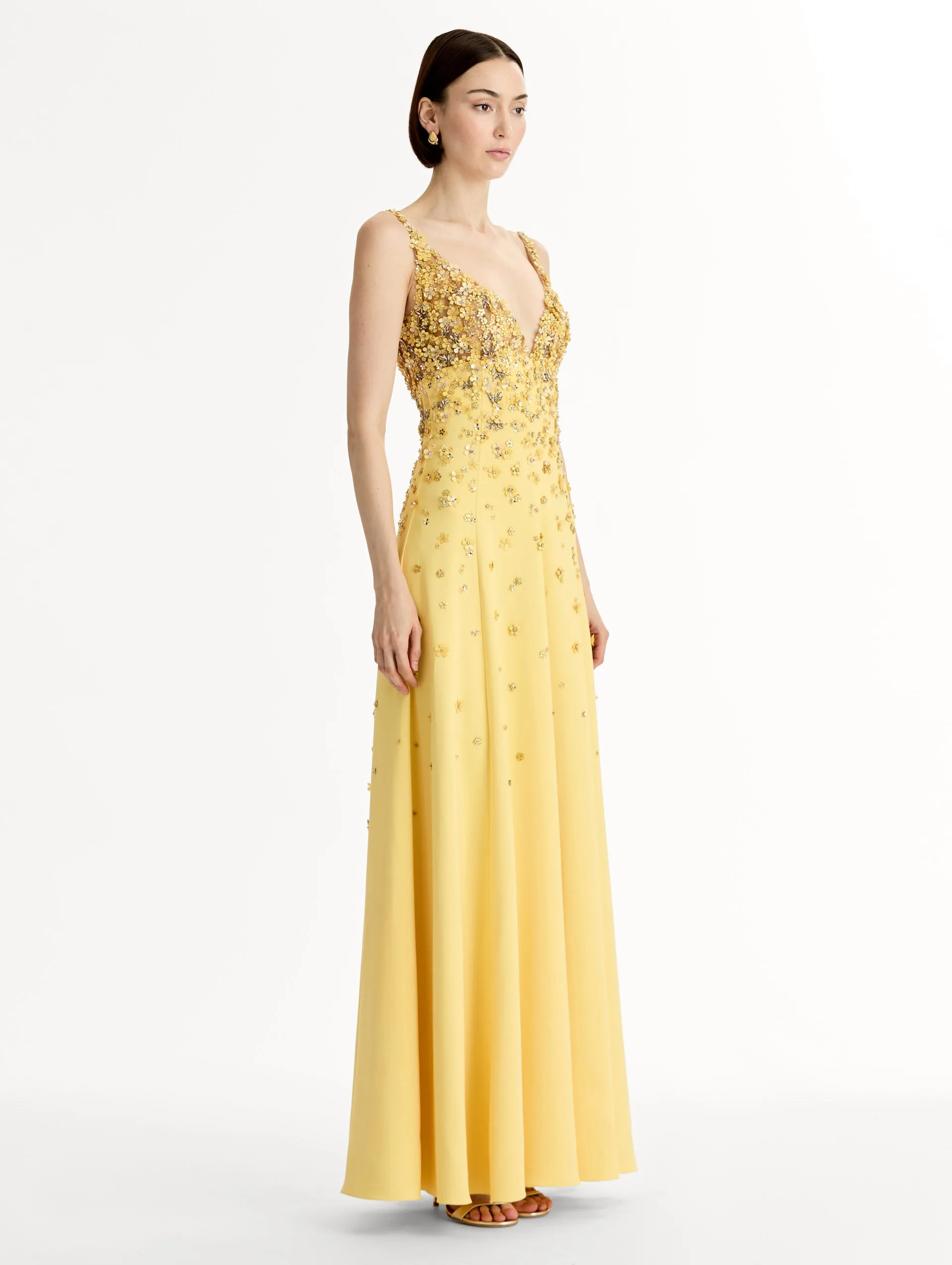 Porcelain Flower Embroidered Sleeveless Gown sold by Oscar de la Renta product image thumbnail 4