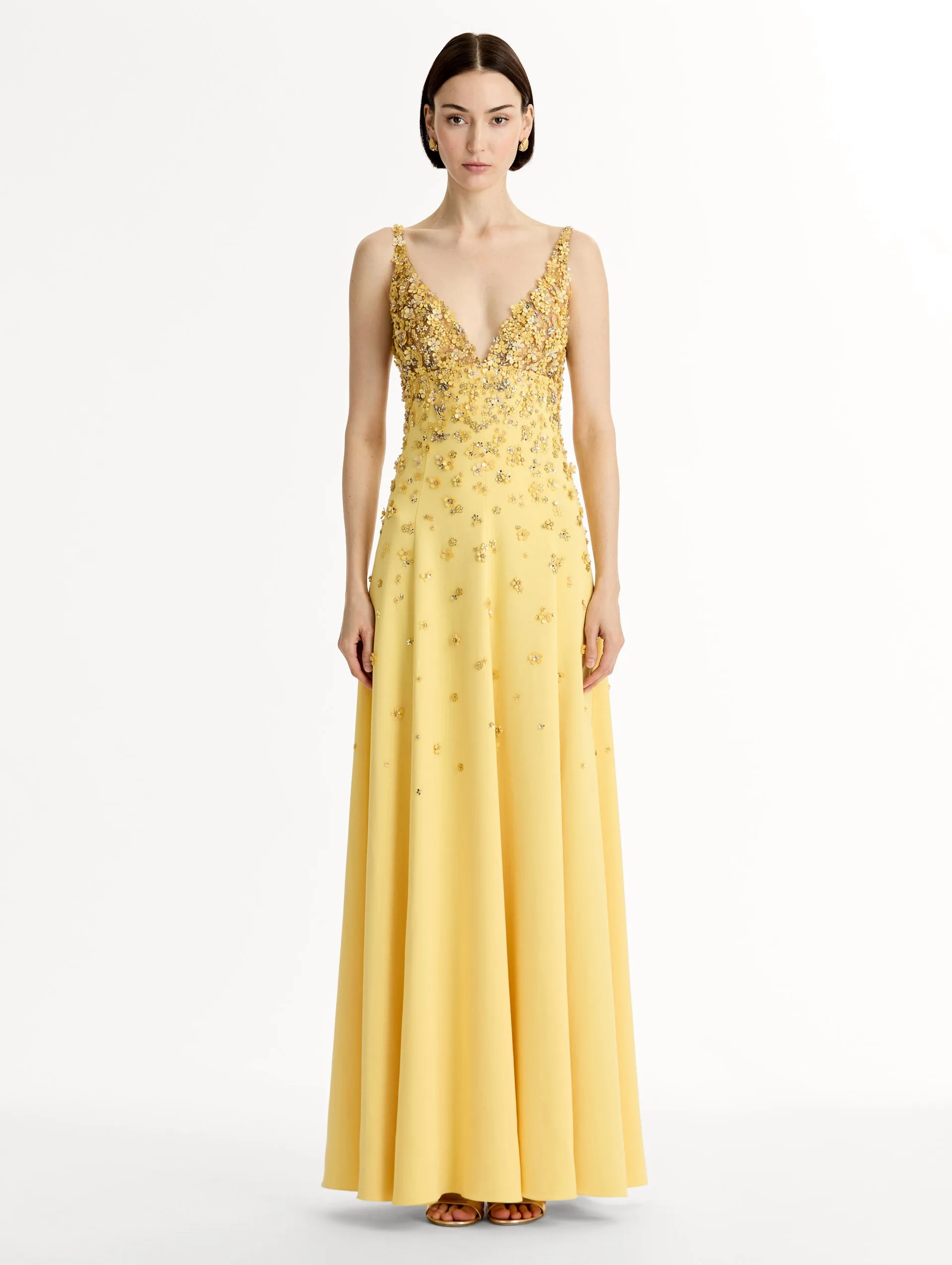 Porcelain Flower Embroidered Sleeveless Gown sold by Oscar de la Renta product image thumbnail 2