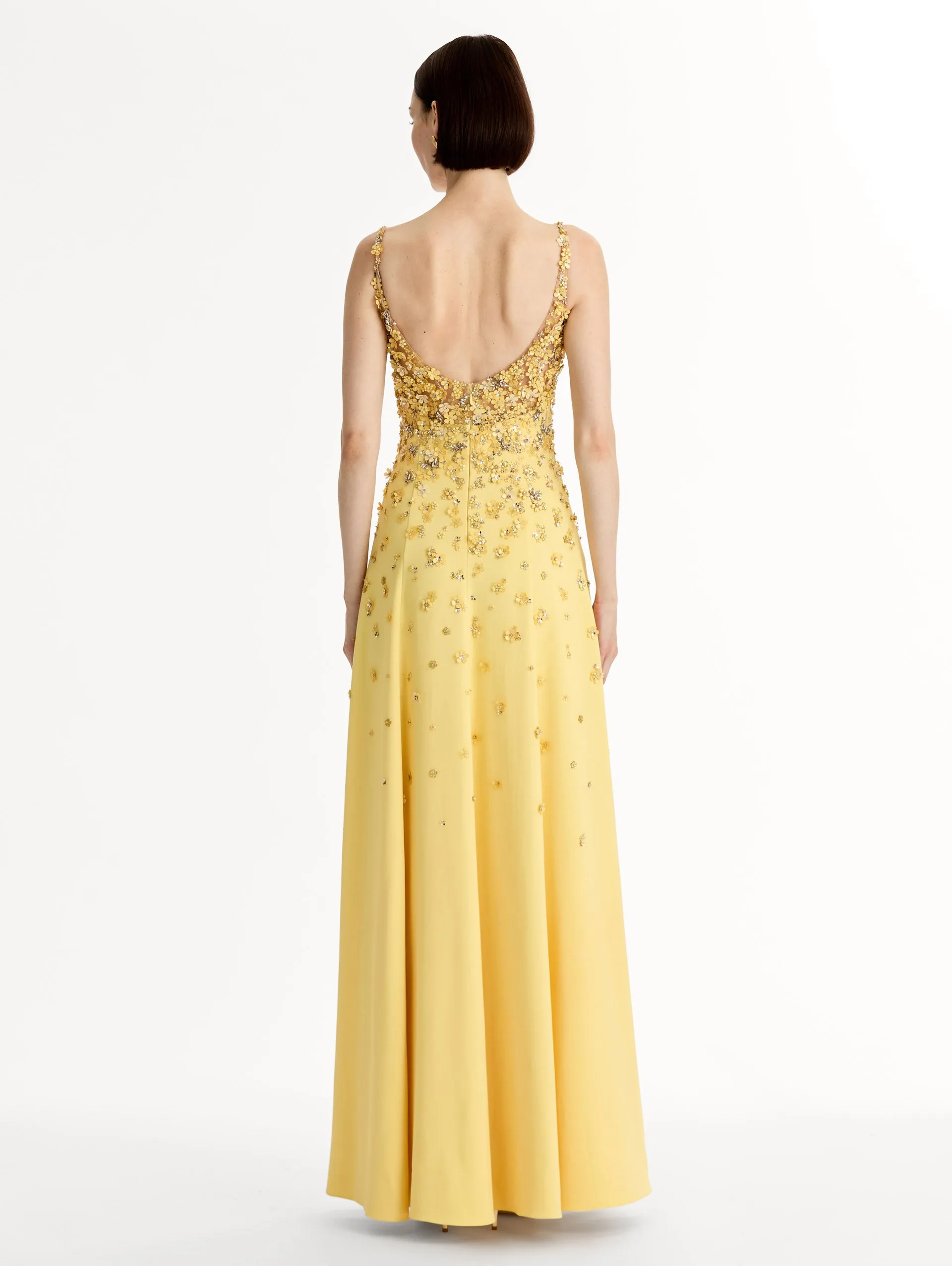 Porcelain Flower Embroidered Sleeveless Gown sold by Oscar de la Renta product image thumbnail 3