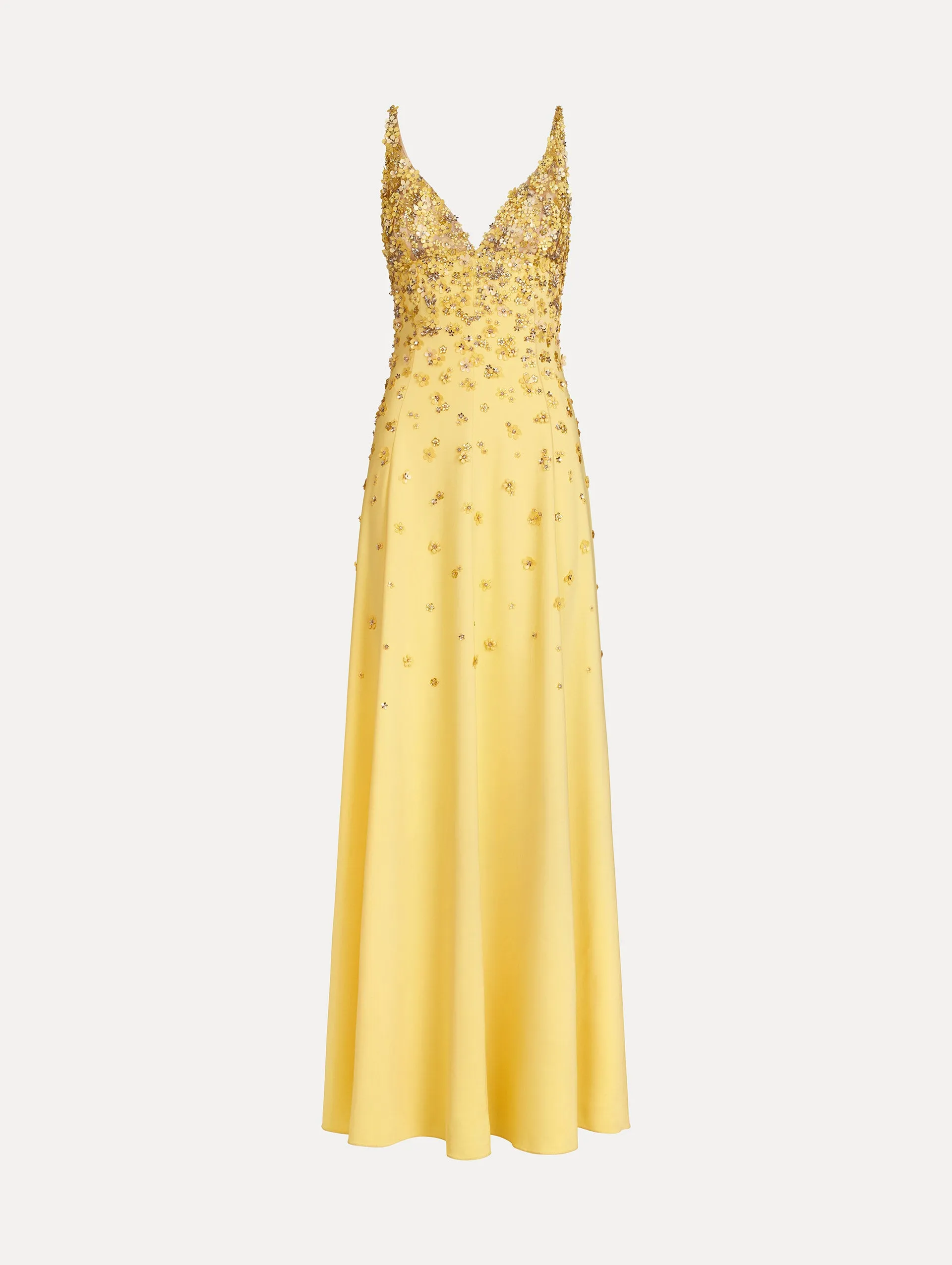Porcelain Flower Embroidered Sleeveless Gown sold by Oscar de la Renta