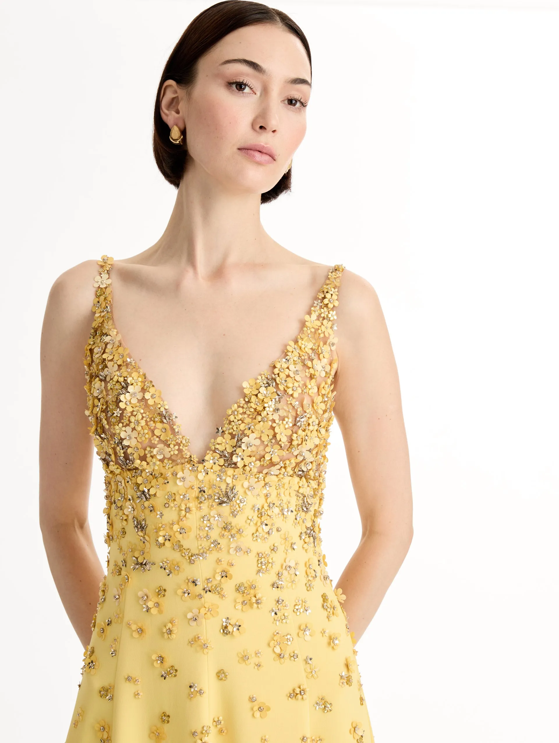 Porcelain Flower Embroidered Sleeveless Gown sold by Oscar de la Renta product image thumbnail 5